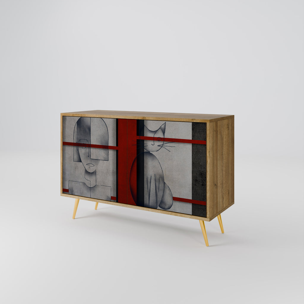 GRAY FIGURES 2-Door Sideboard in Oak Effect