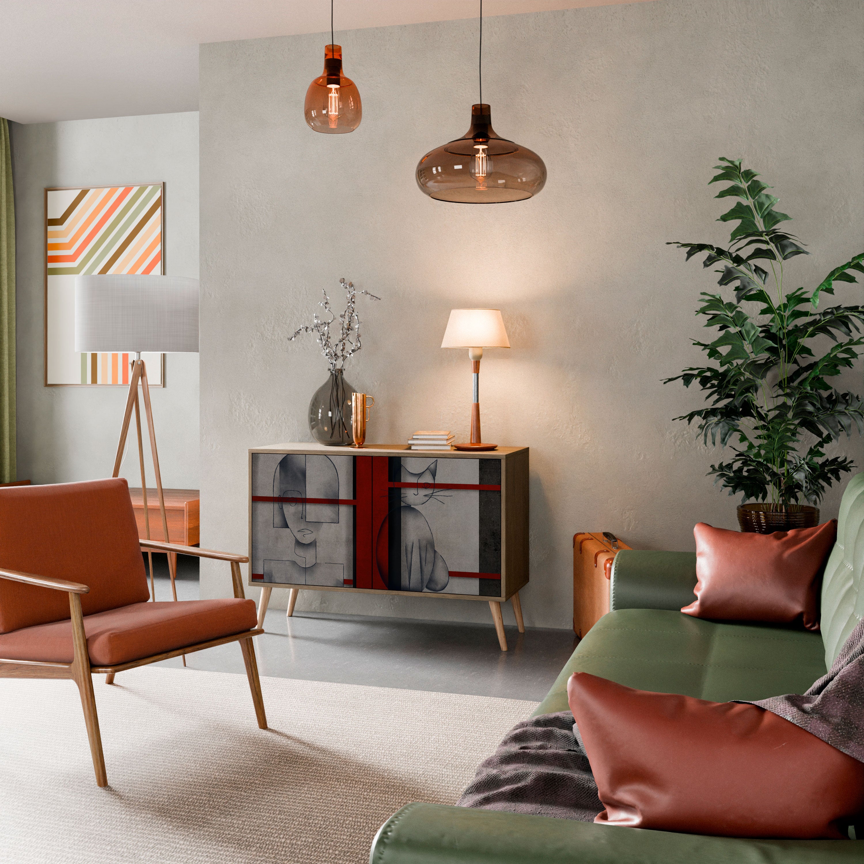 GRAY FIGURES 2-Door Sideboard in Oak Effect