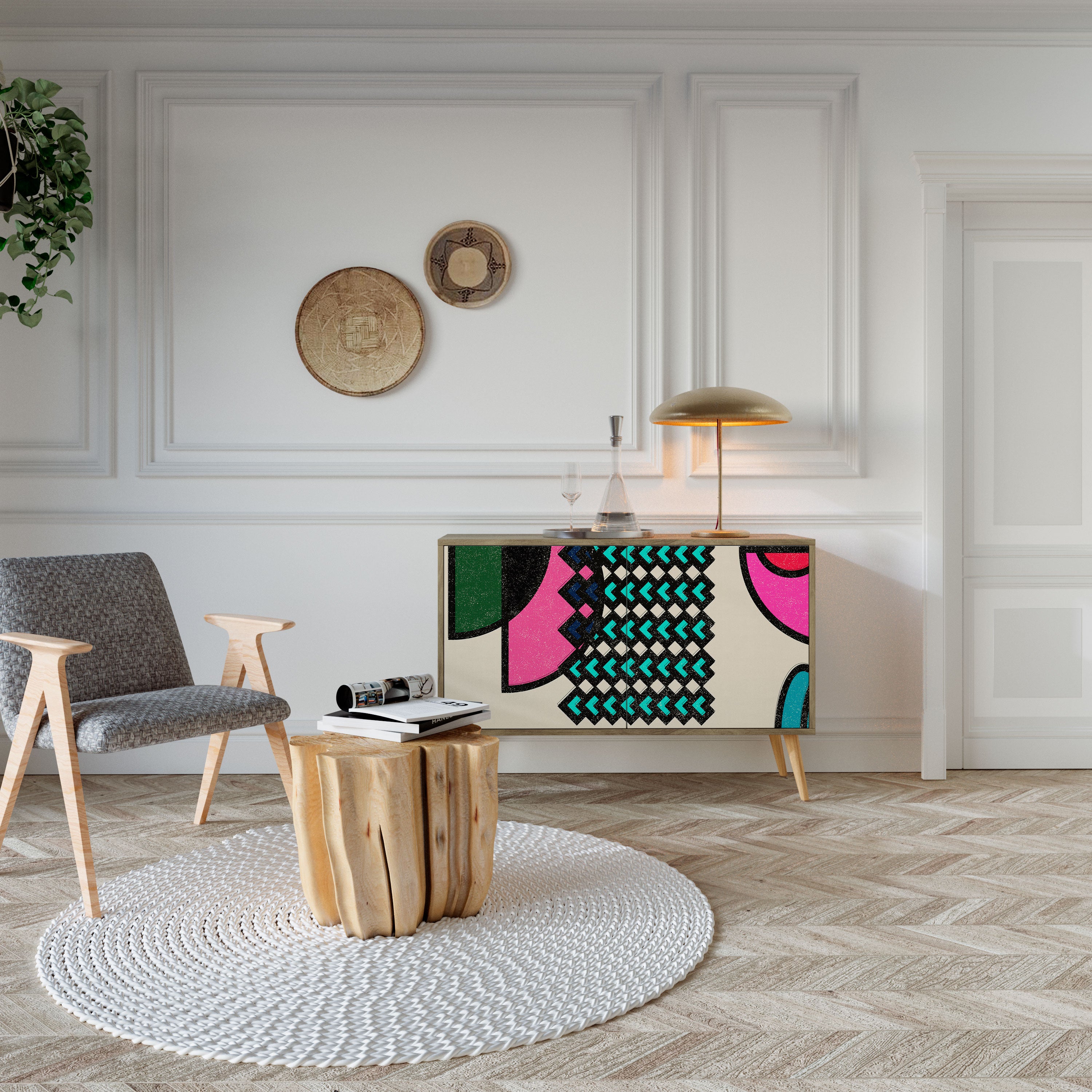 GEOMETRIC RHAPSODY 2-Door Sideboard in Oak Effect
