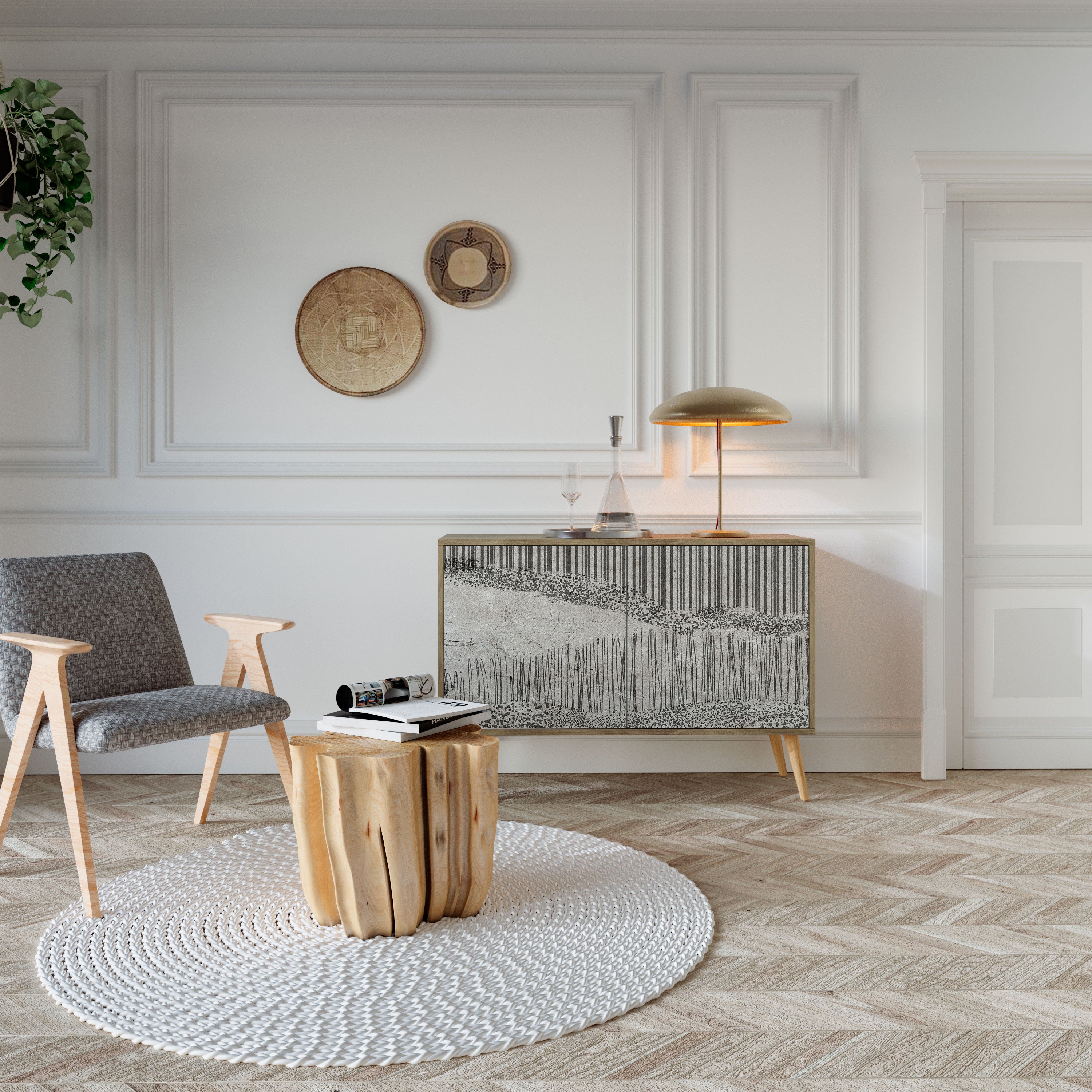 GRAIN LINES 2-Door Sideboard in Oak Effect