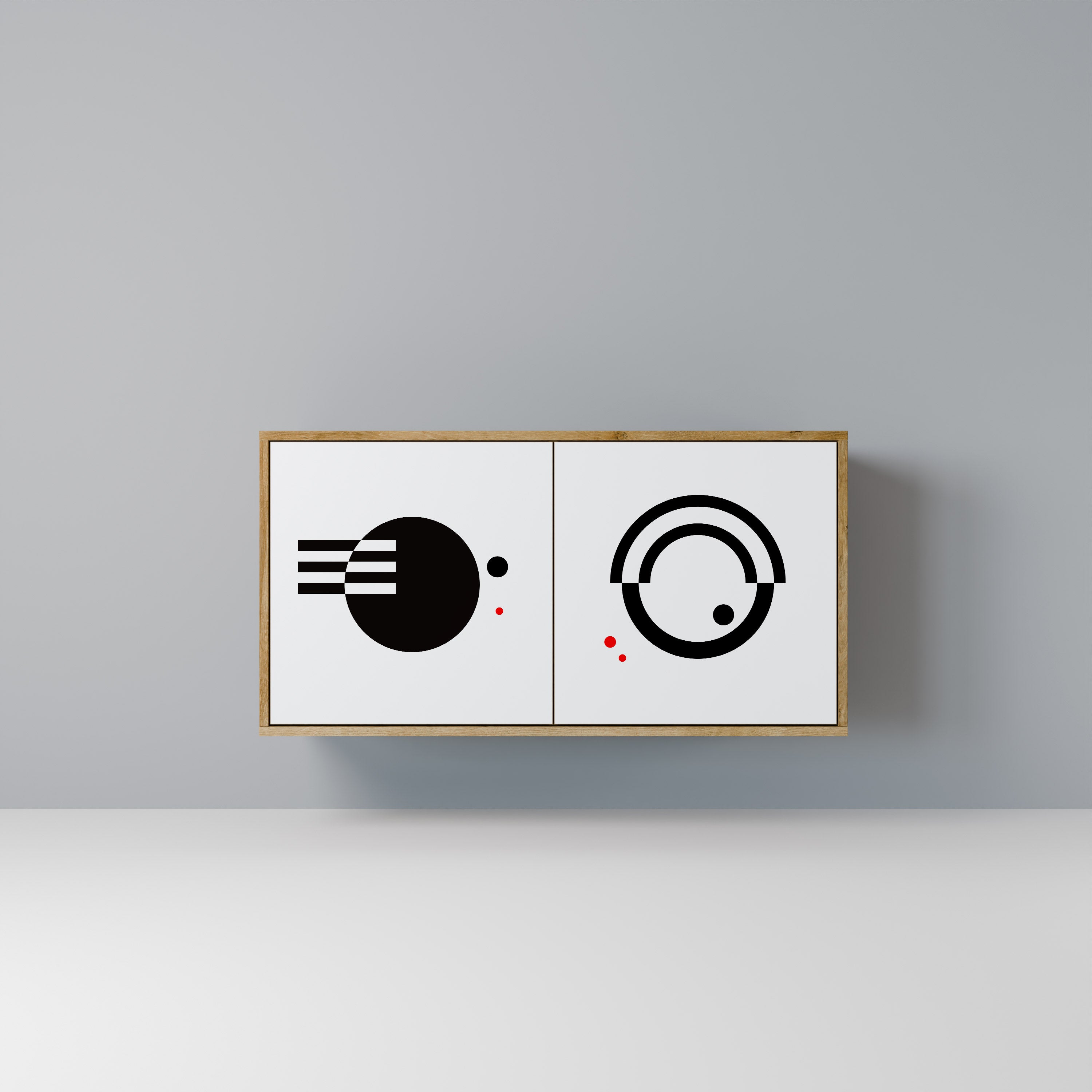 BLACK AND WHITE COMBINATION 2-Door Sideboard in Oak Effect