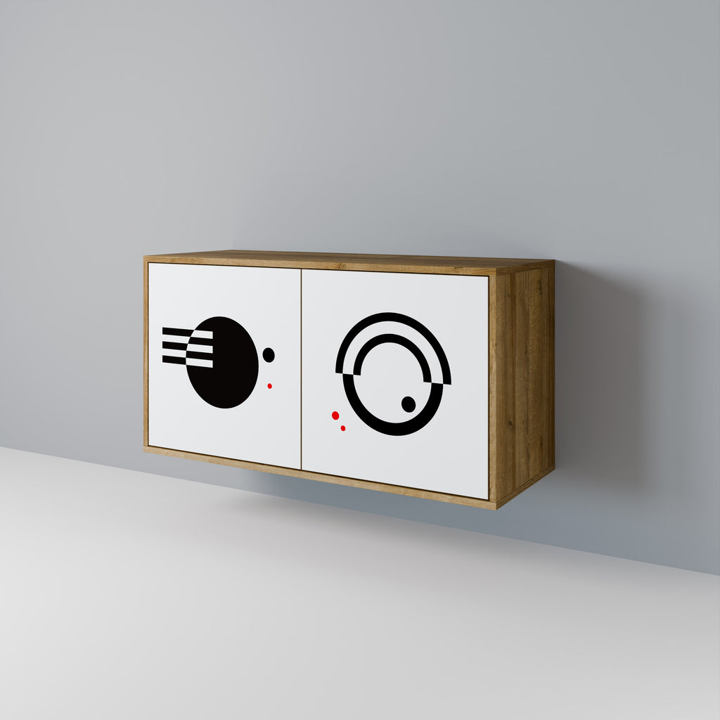 BLACK AND WHITE COMBINATION 2-Door Sideboard in Oak Effect