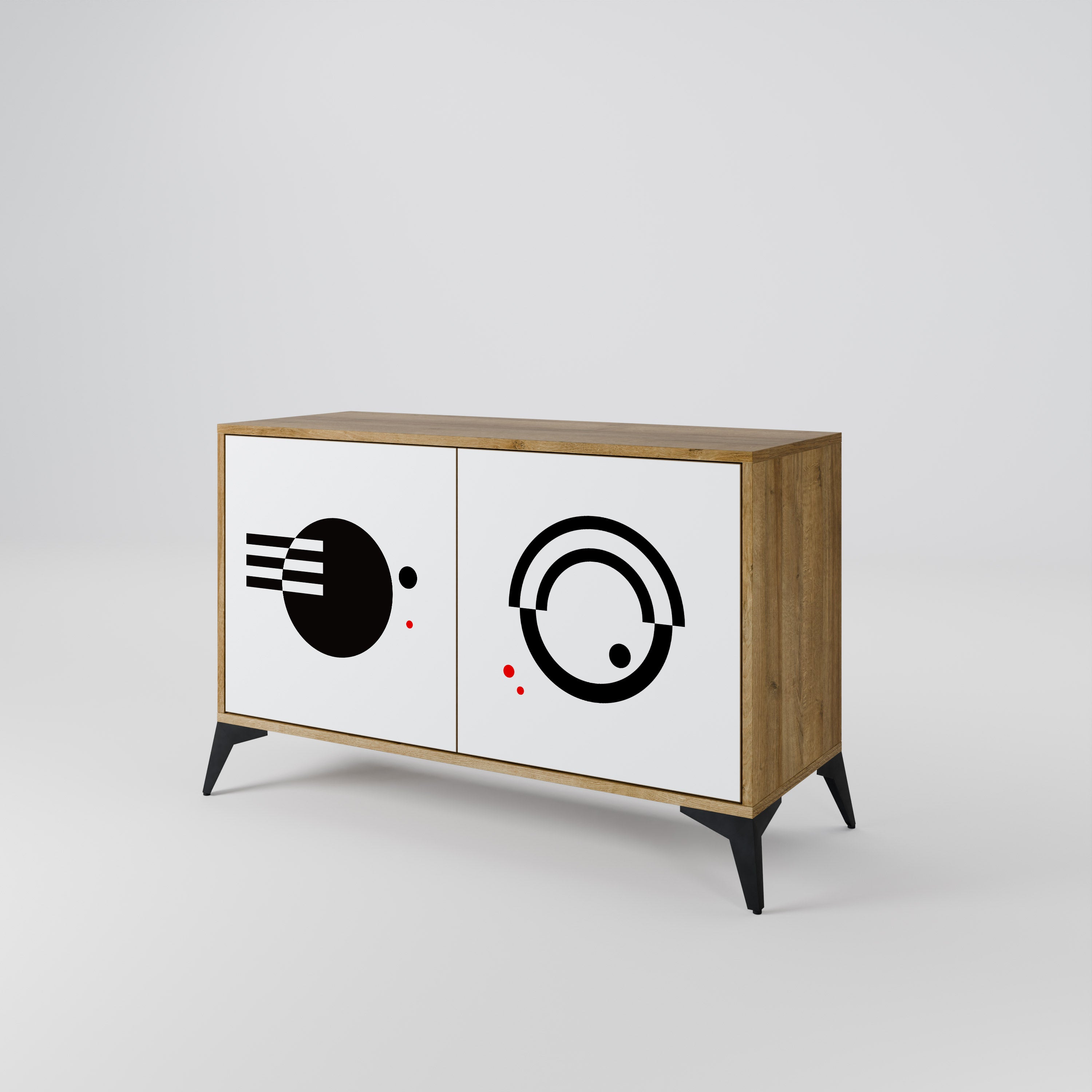 BLACK AND WHITE COMBINATION 2-Door Sideboard in Oak Effect