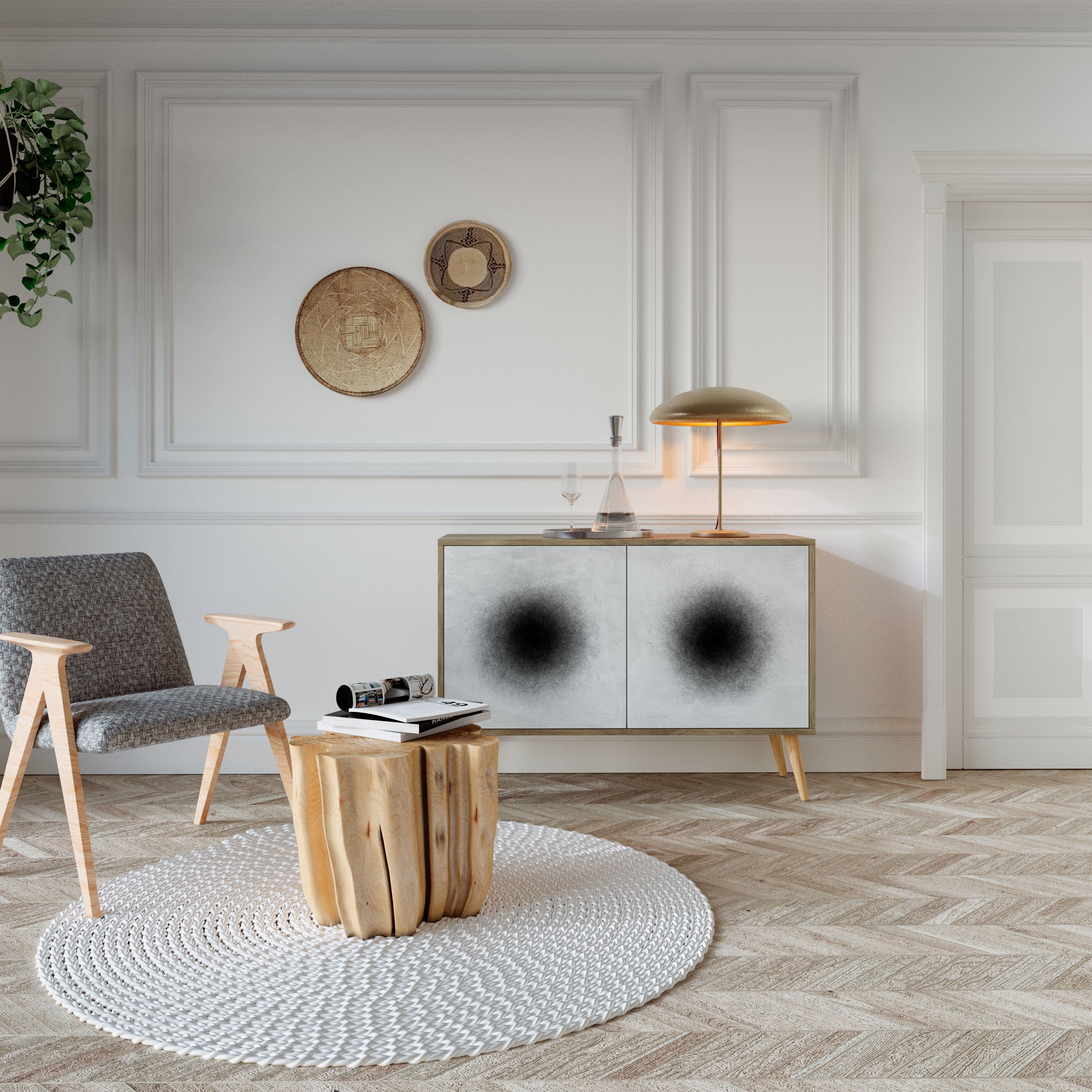 BLACK HOLE 2-Door Sideboard in Oak Effect