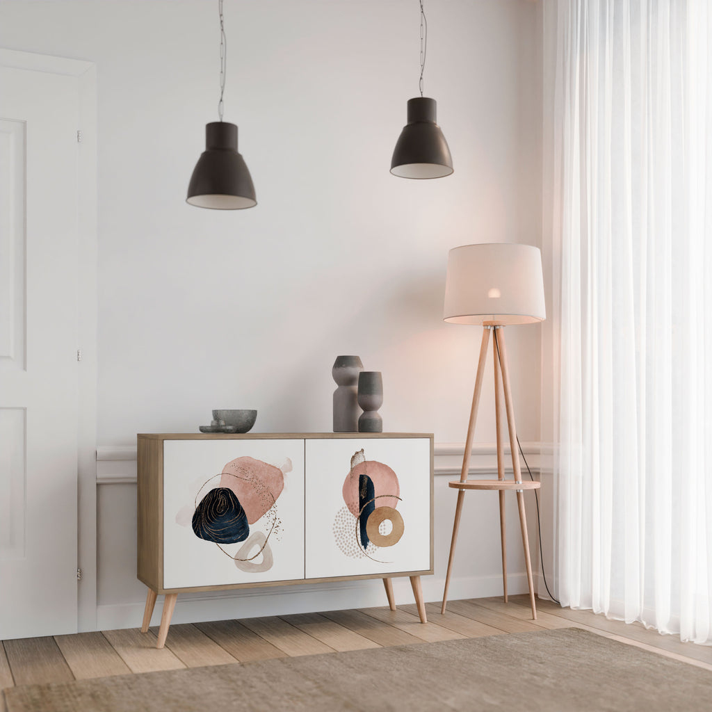 Aparador de 2 puertas con efecto roble COLORFUL SHAPES