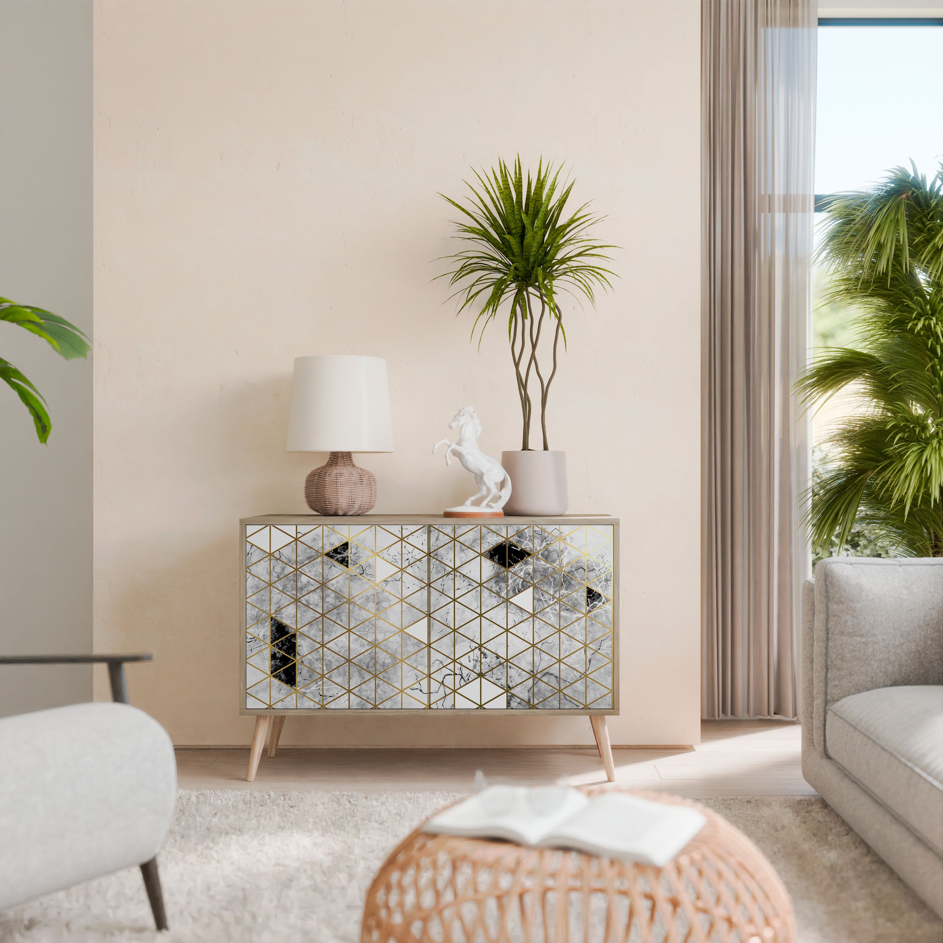 ASHEN ARIA 2-Door Sideboard in Oak Effect