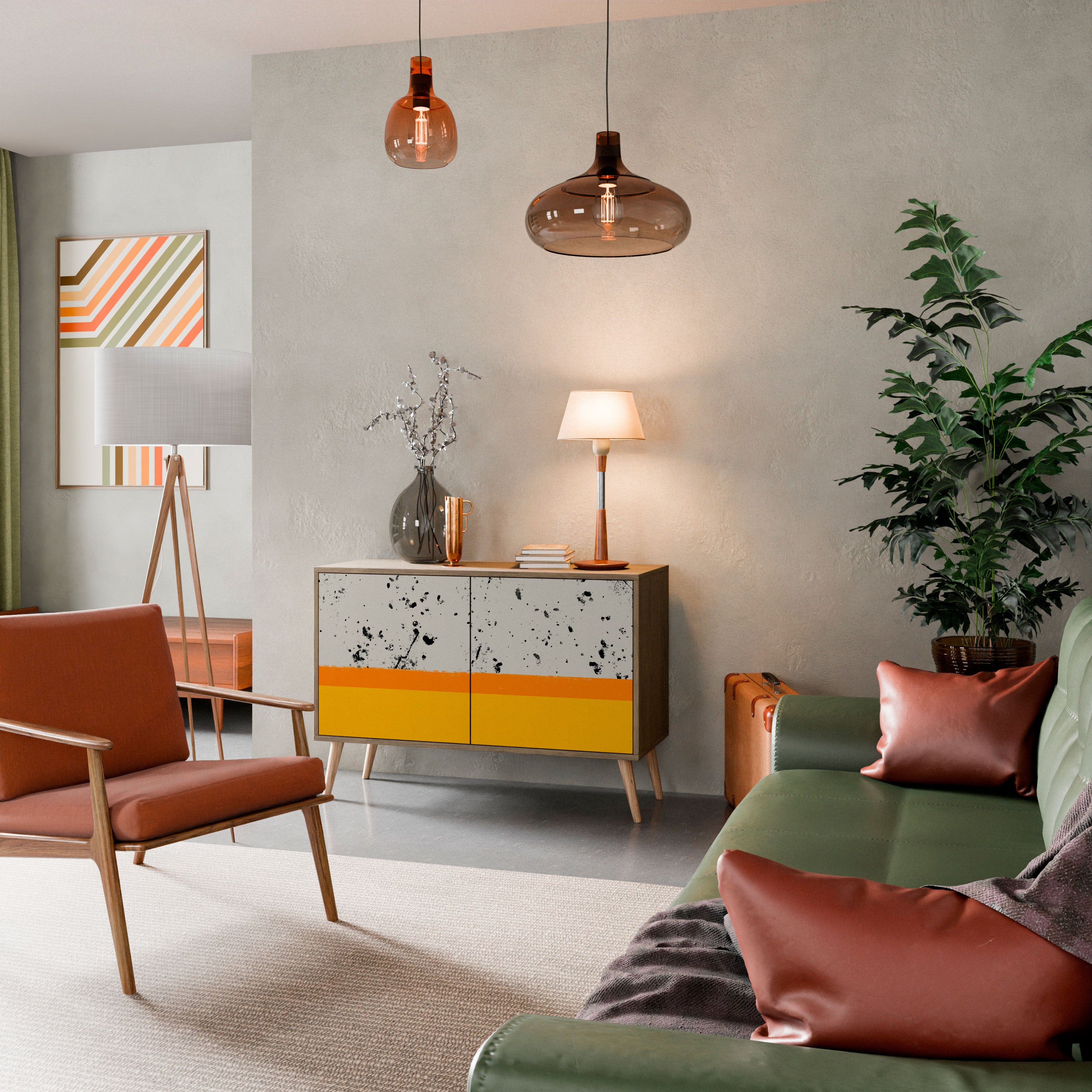 DYED BY ORANGE 2-Door Sideboard in Oak Effect