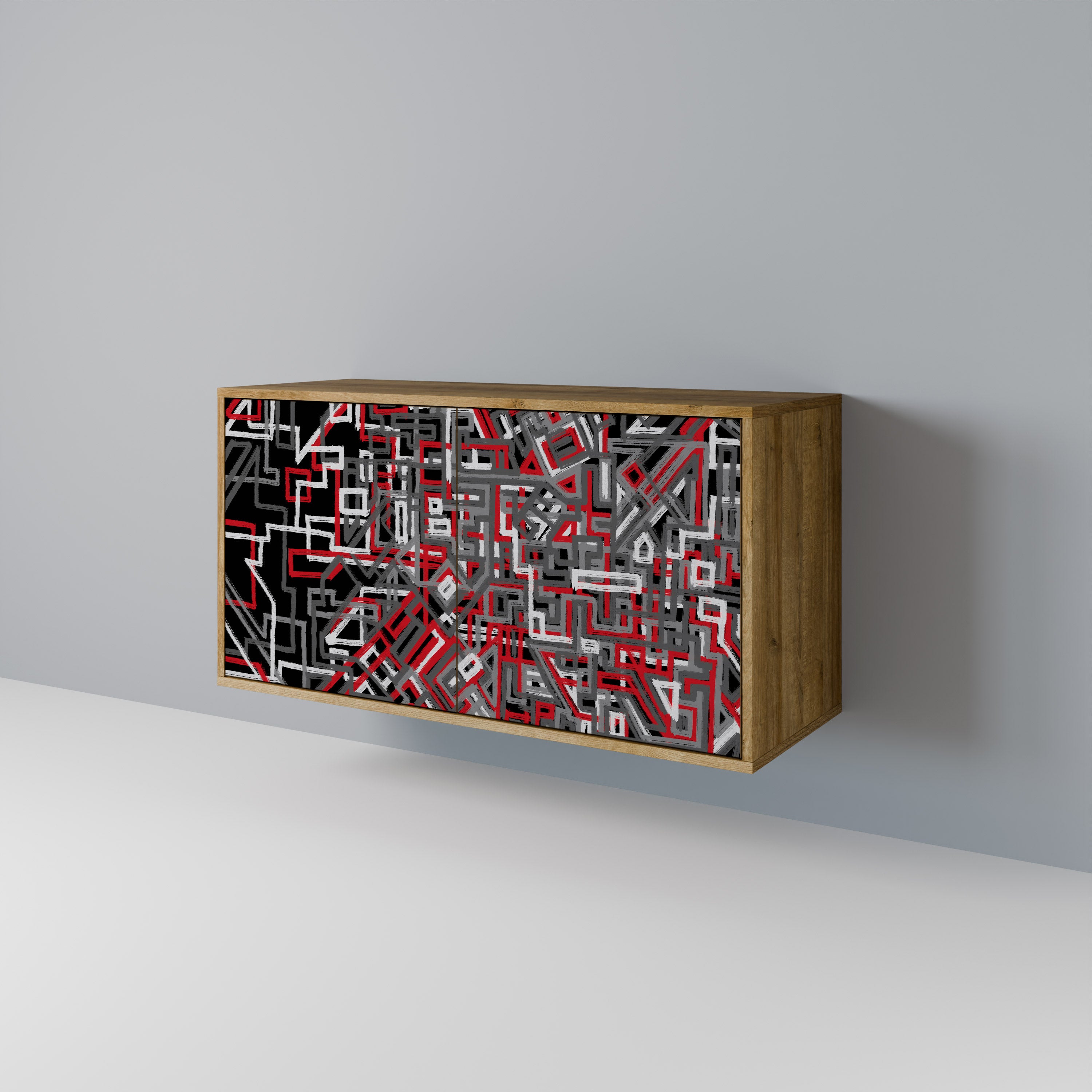 BROKEN LINES 2-Door Sideboard in Oak Effect