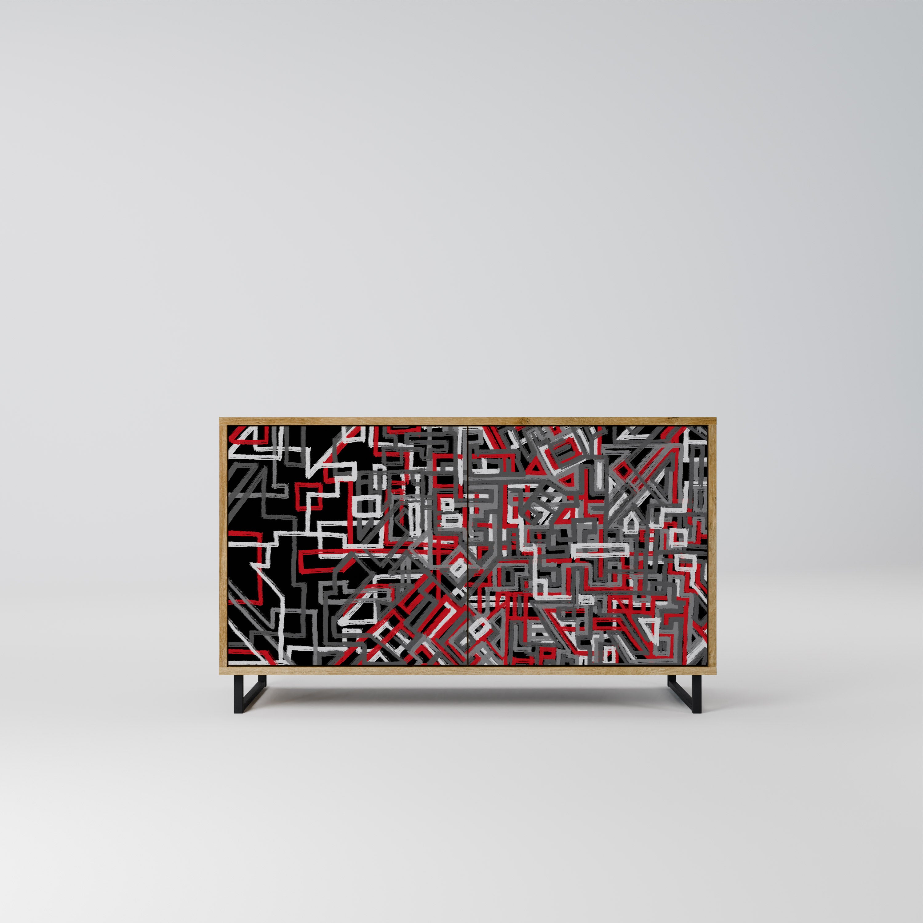 BROKEN LINES 2-Door Sideboard in Oak Effect