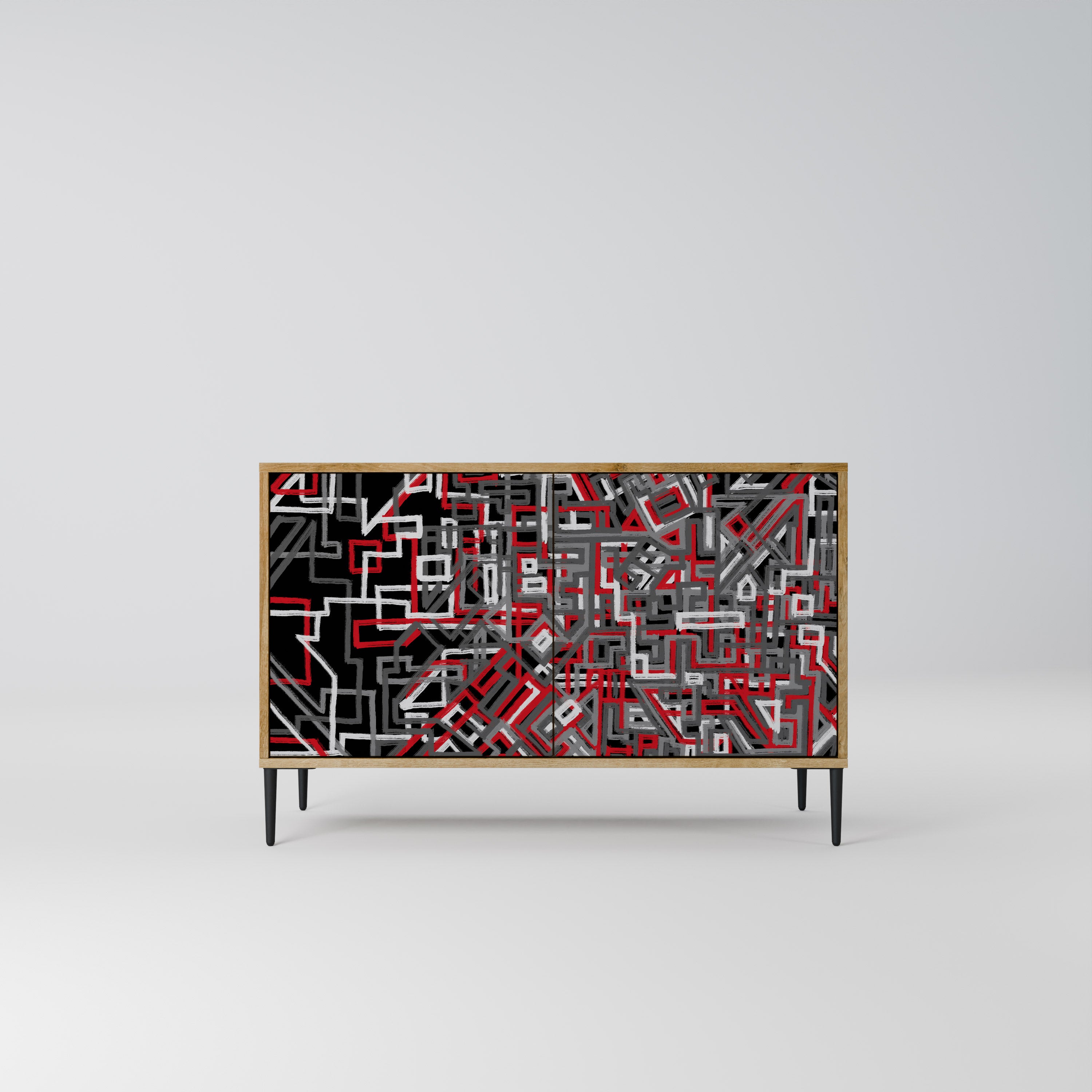 BROKEN LINES 2-Door Sideboard in Oak Effect