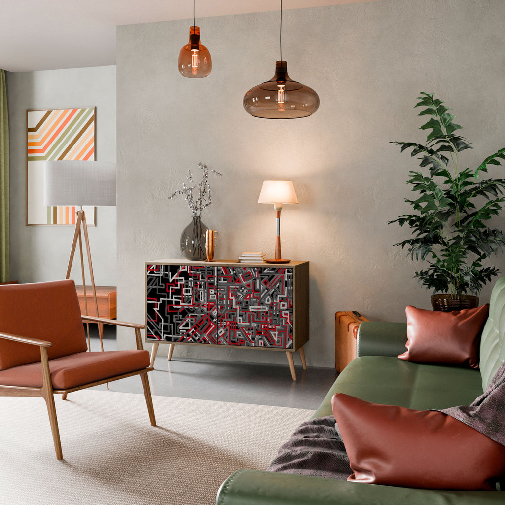 BROKEN LINES 2-Door Sideboard in Oak Effect