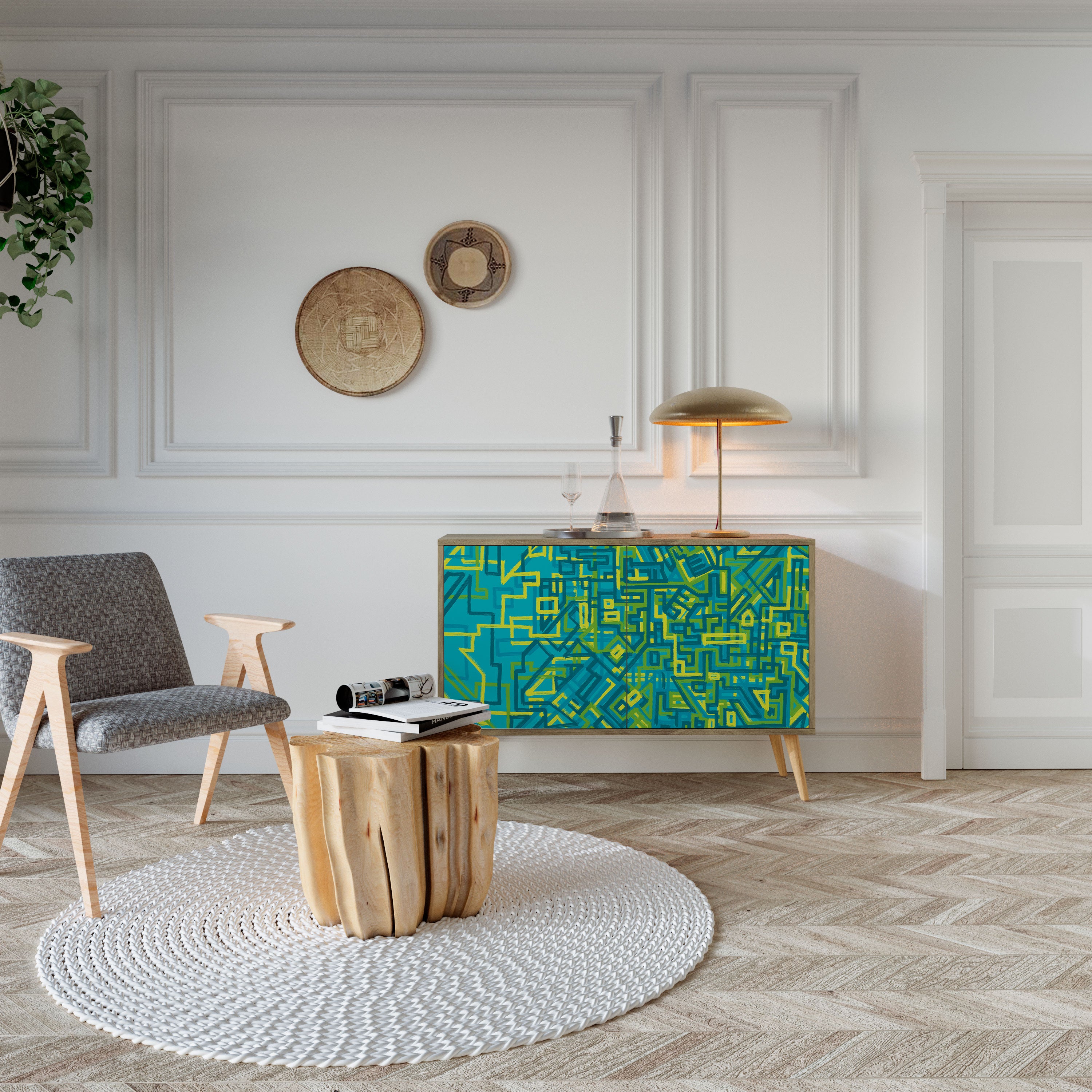 NOSTALGIC MEMORIES 2-Door Sideboard in Oak Effect