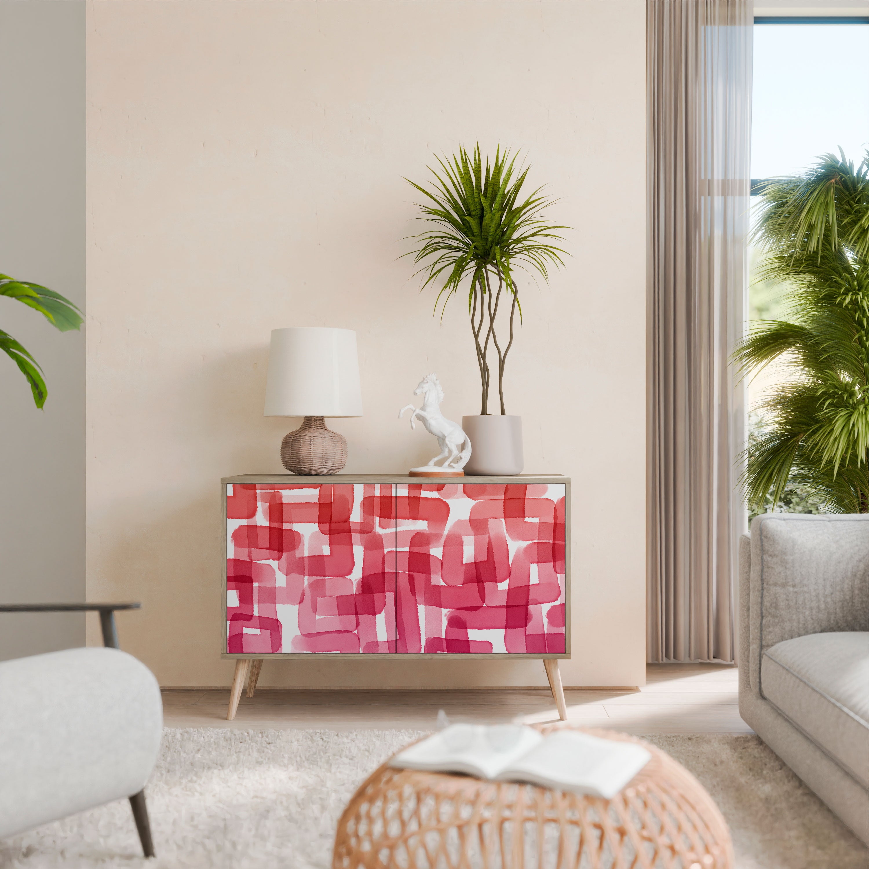 KALEIDOSCOPIC CUBISM 2-Door Sideboard in Oak Effect