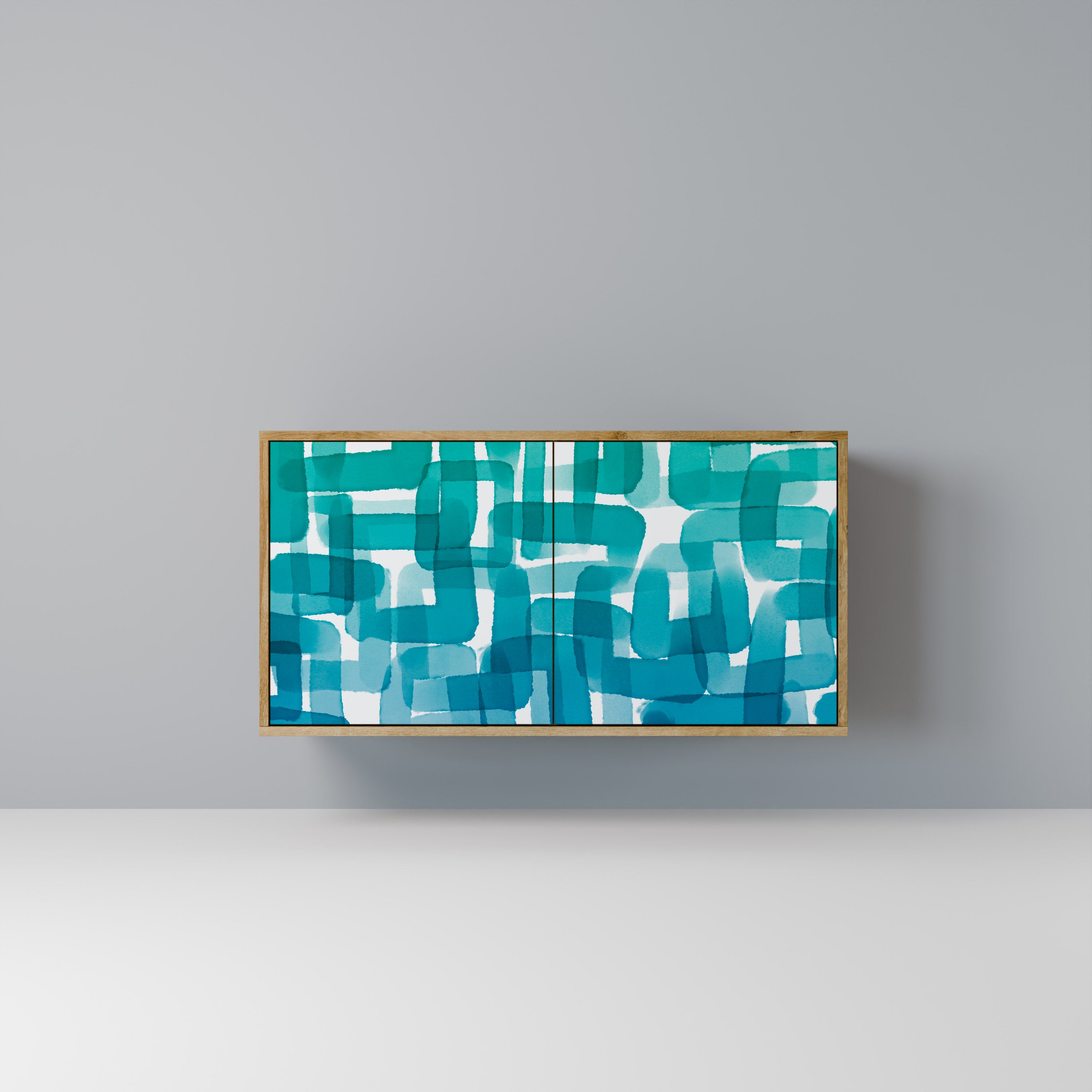 TURQUOISE RECTANGLES 2-Door Sideboard in Oak Effect