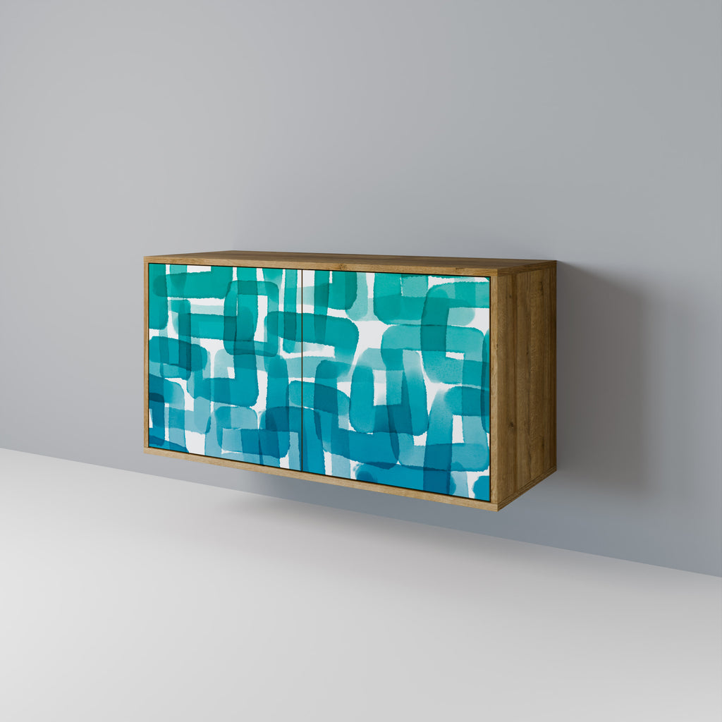 TURQUOISE RECTANGLES 2-Door Sideboard in Oak Effect