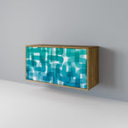 TURQUOISE RECTANGLES Aparador de 2 Puertas en Efecto Roble