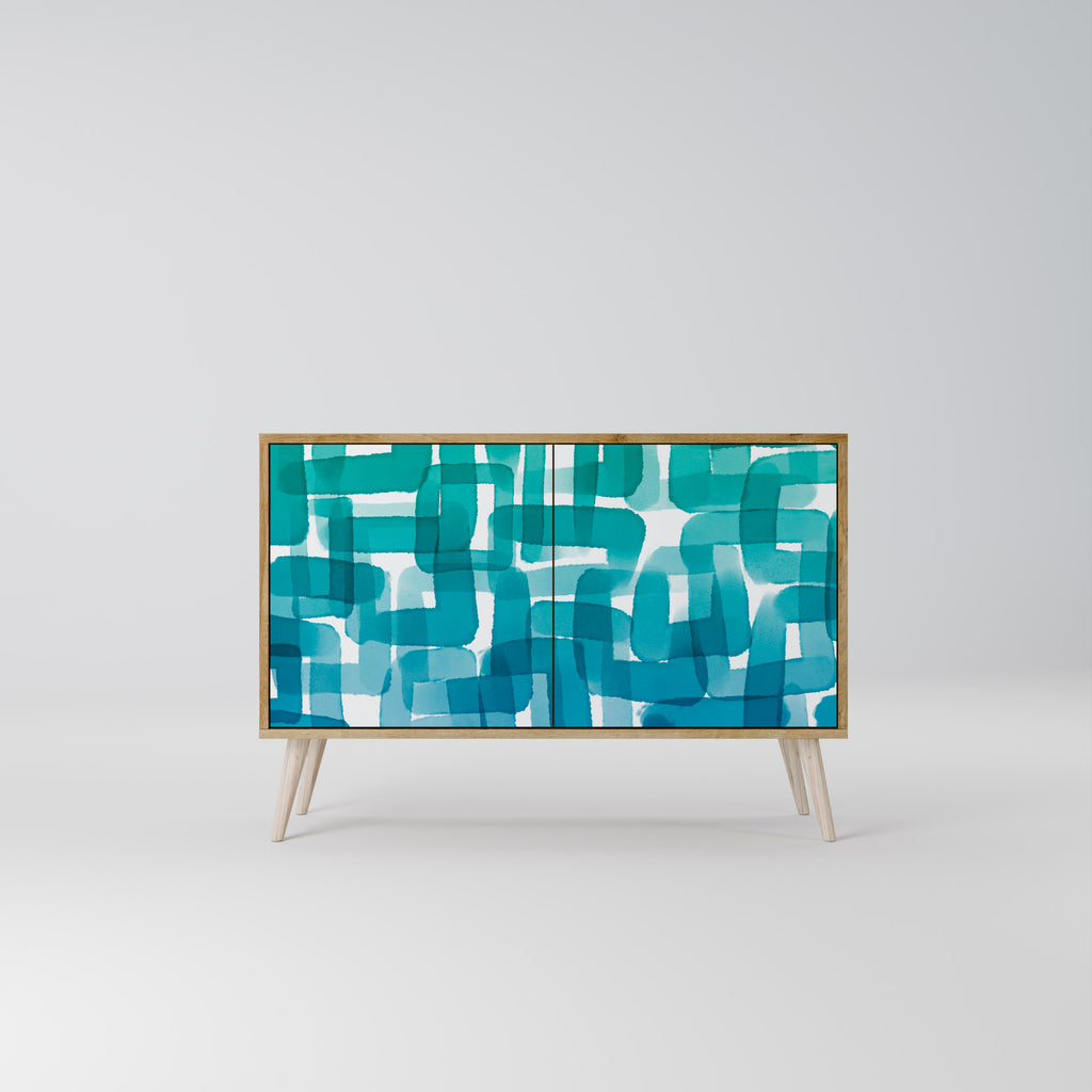 TURQUOISE RECTANGLES 2-Door Sideboard in Oak Effect