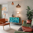 TURQUOISE RECTANGLES Aparador de 2 Puertas en Efecto Roble