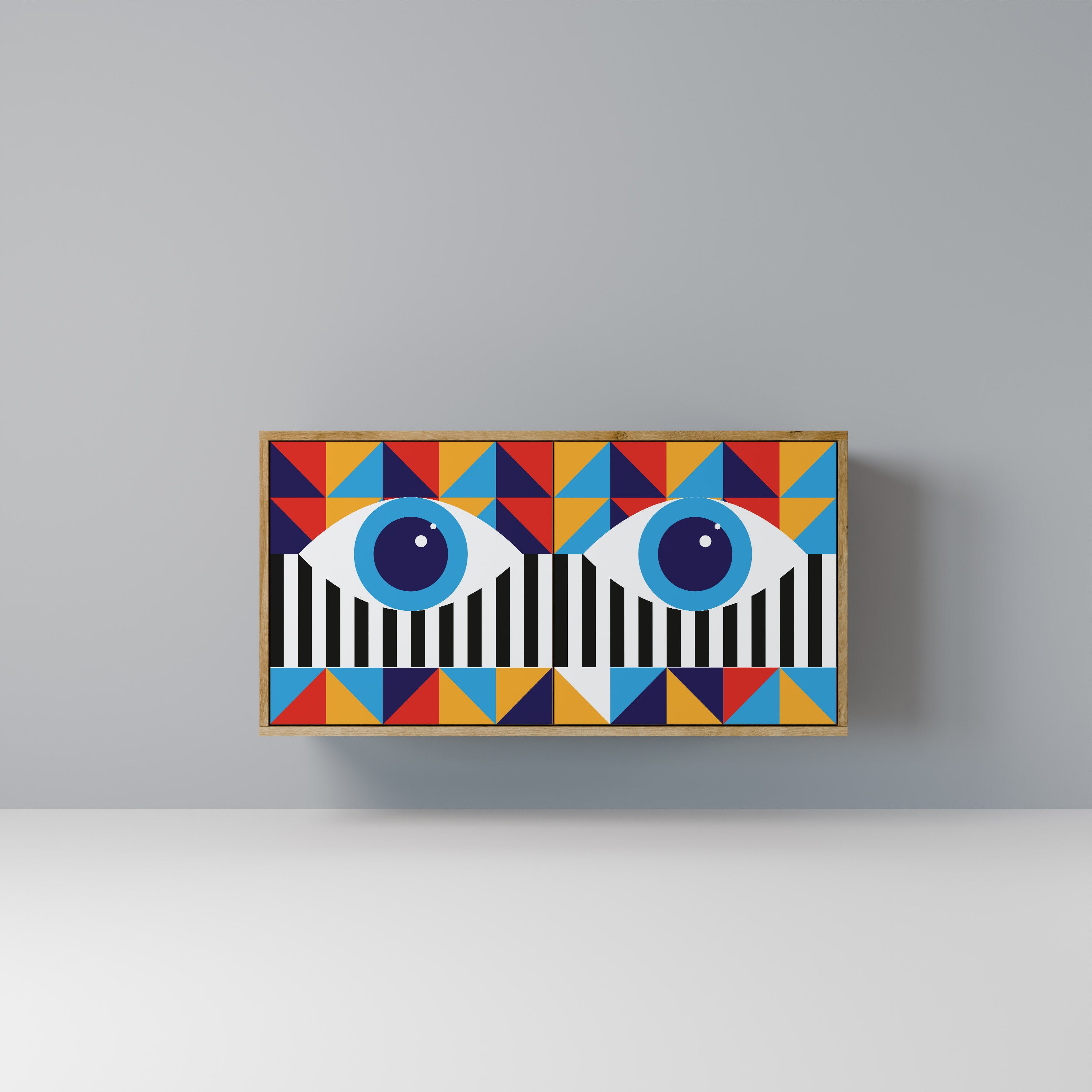 ABSTRACCIÓN Y GEOMETRÍA Aparador de 2 puertas efecto roble