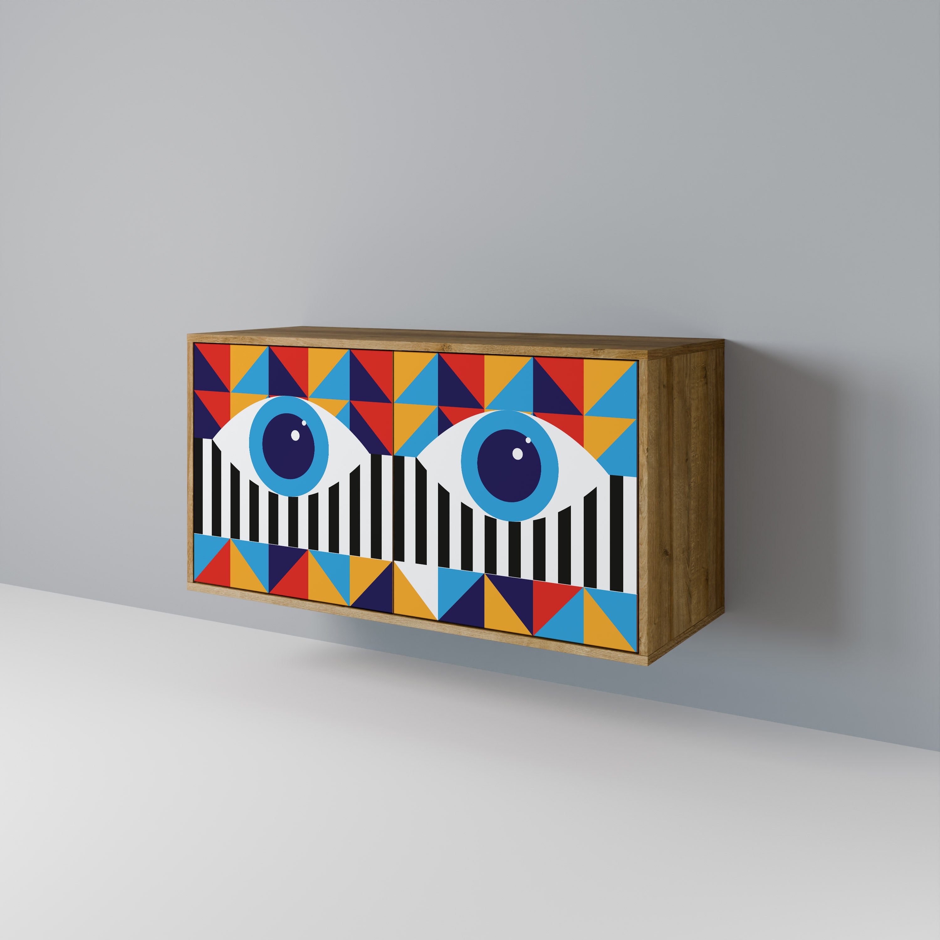ABSTRACCIÓN Y GEOMETRÍA Aparador de 2 puertas efecto roble
