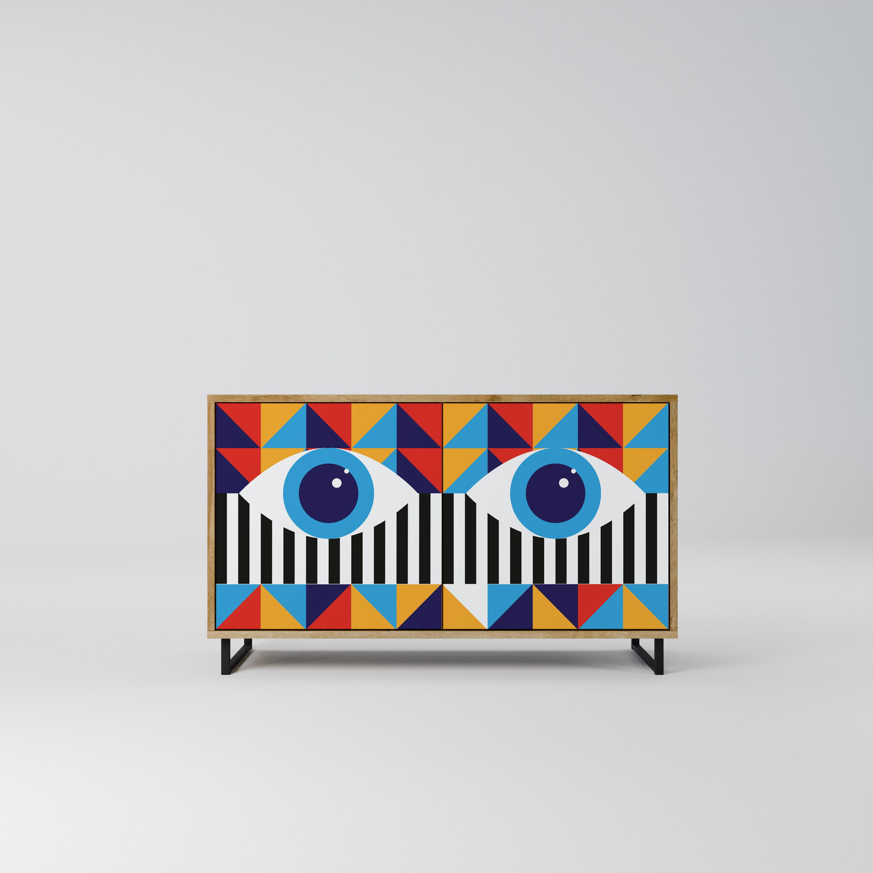 ABSTRACCIÓN Y GEOMETRÍA Aparador de 2 puertas efecto roble