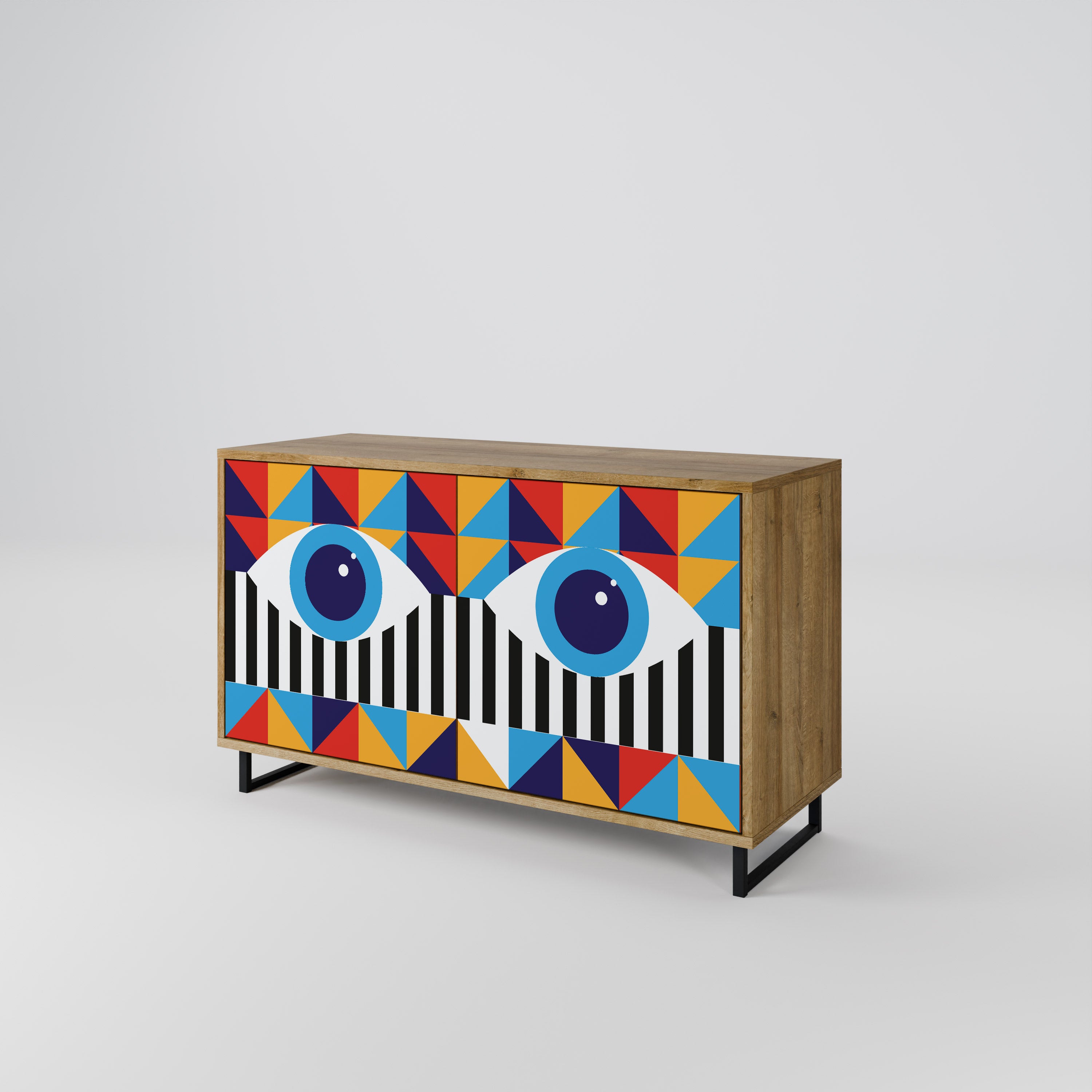 ABSTRACCIÓN Y GEOMETRÍA Aparador de 2 puertas efecto roble