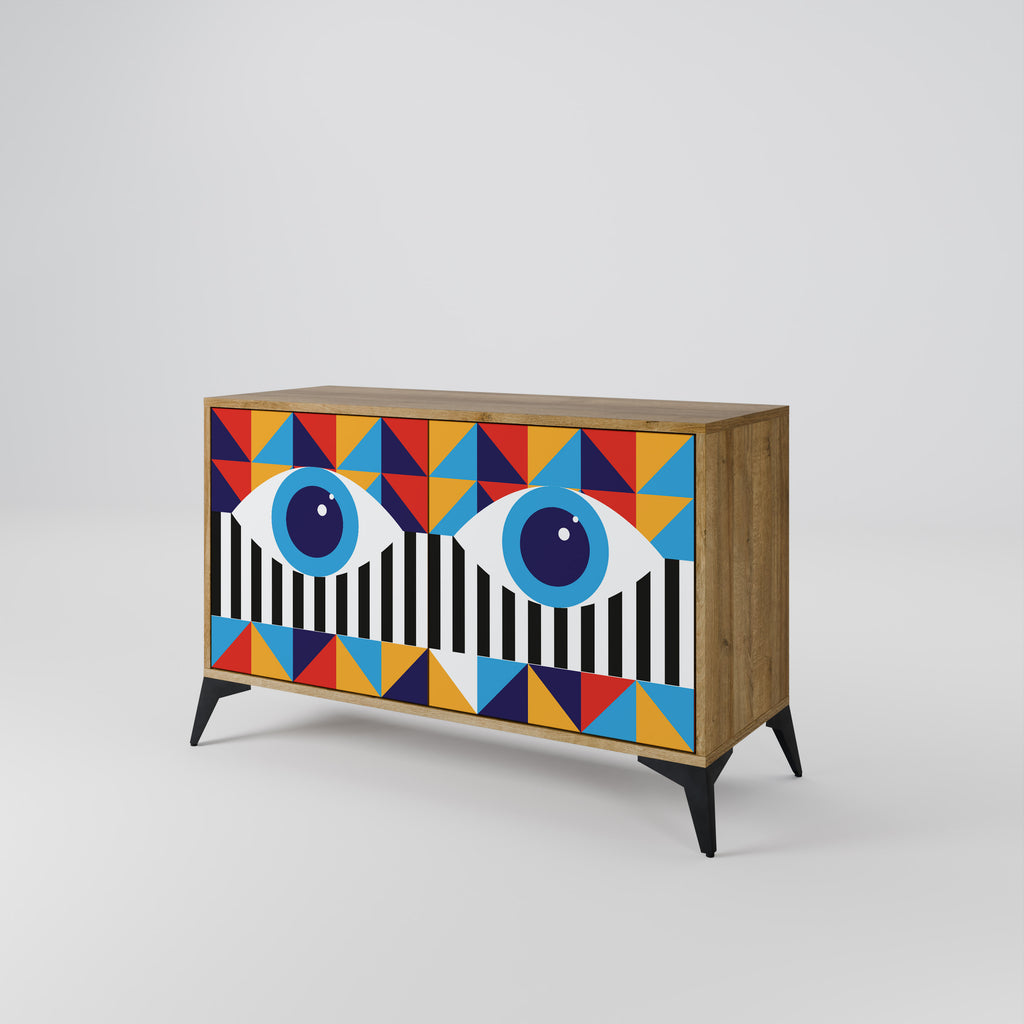ABSTRACCIÓN Y GEOMETRÍA Aparador de 2 puertas efecto roble