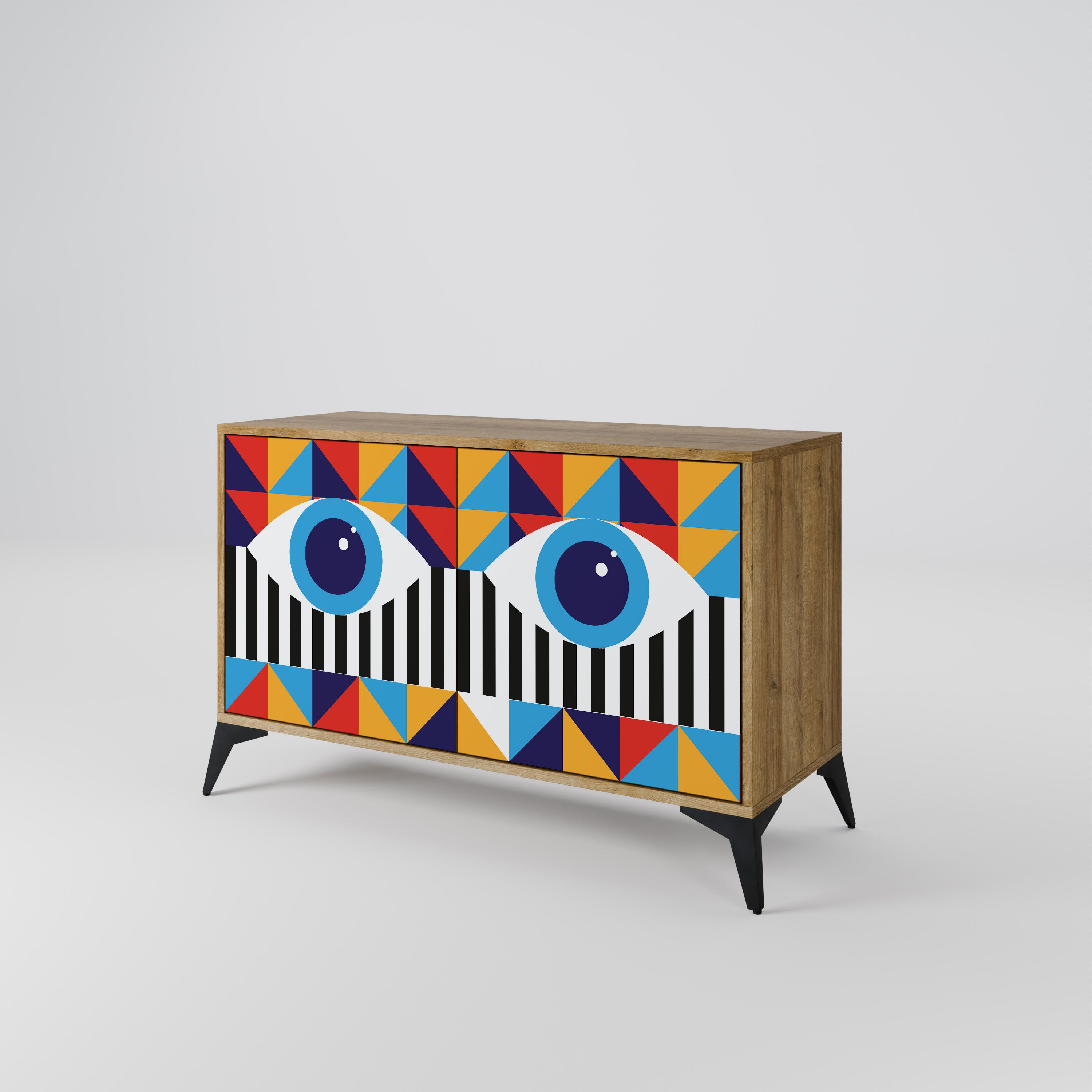 ABSTRACCIÓN Y GEOMETRÍA Aparador de 2 puertas efecto roble