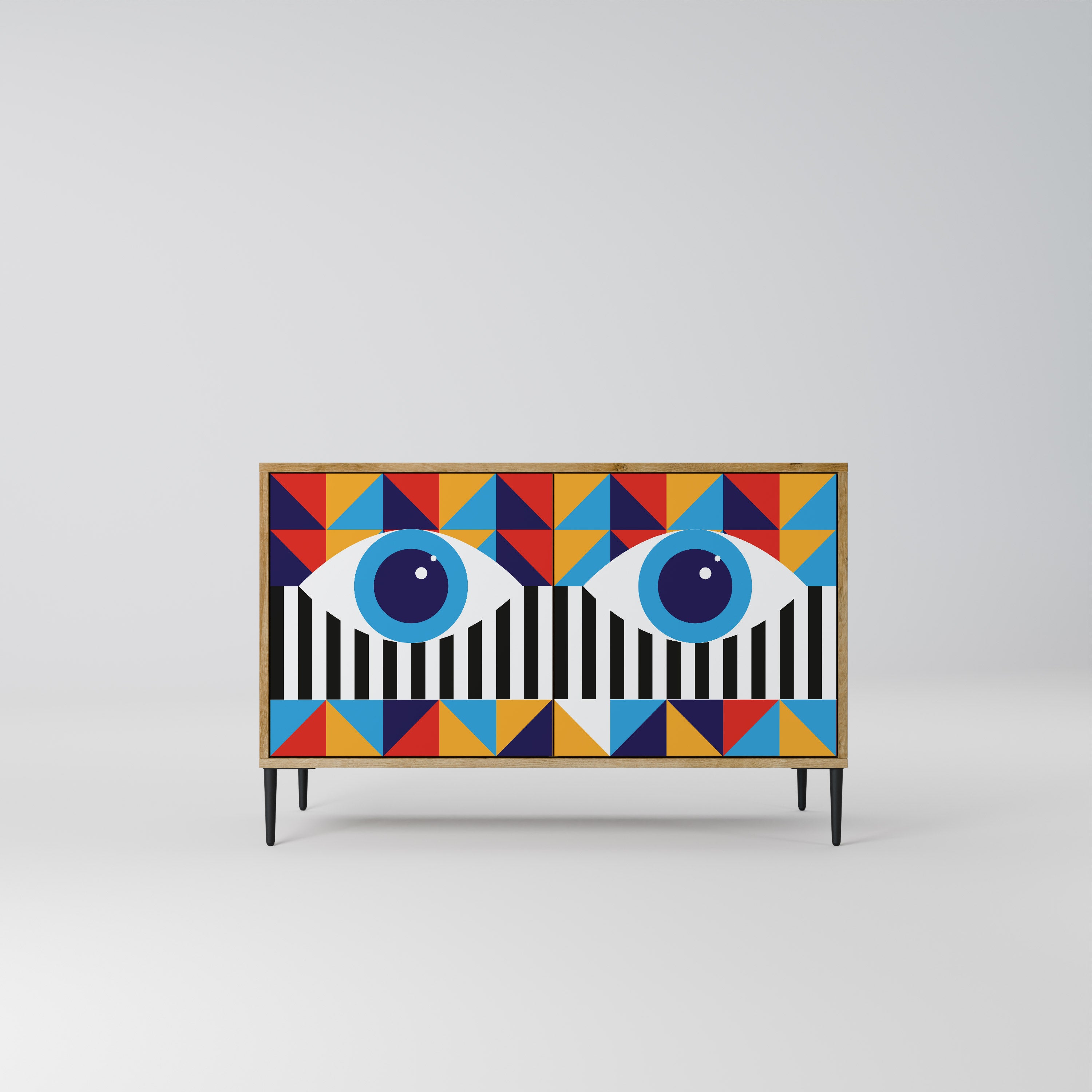 ABSTRACCIÓN Y GEOMETRÍA Aparador de 2 puertas efecto roble
