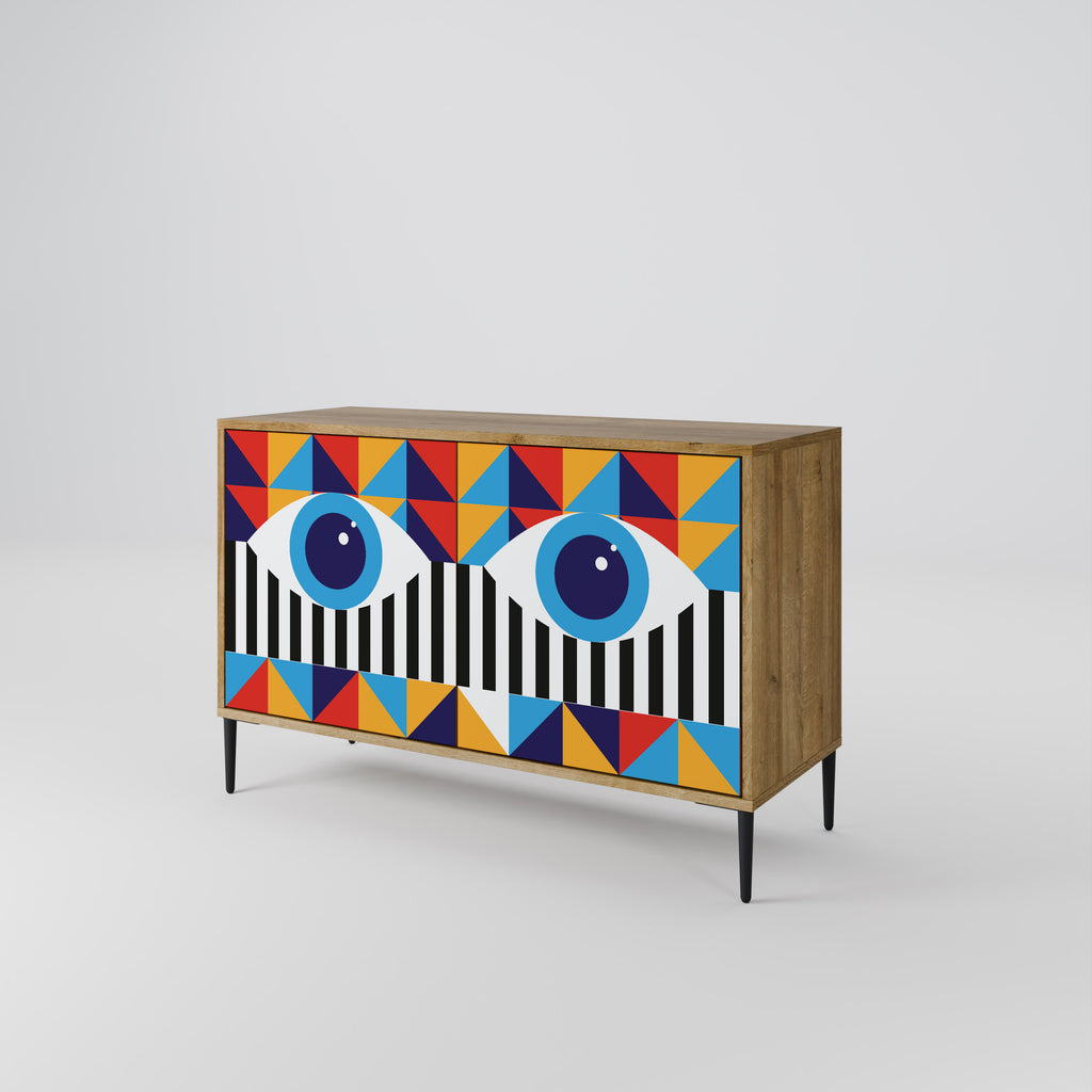 ABSTRACCIÓN Y GEOMETRÍA Aparador de 2 puertas efecto roble