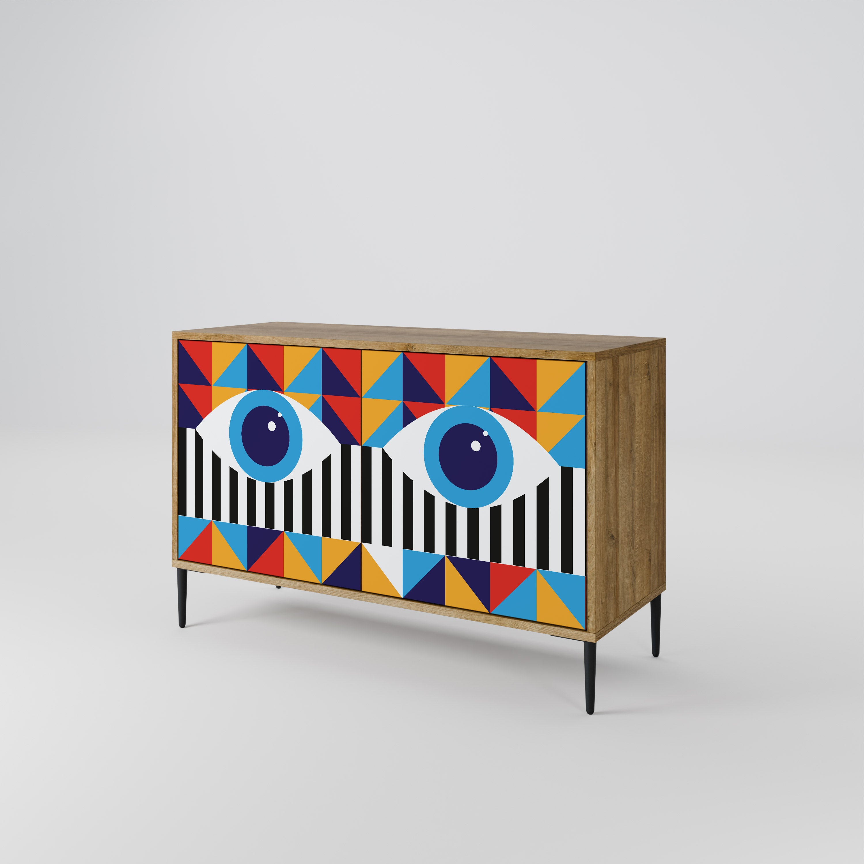 ABSTRACCIÓN Y GEOMETRÍA Aparador de 2 puertas efecto roble
