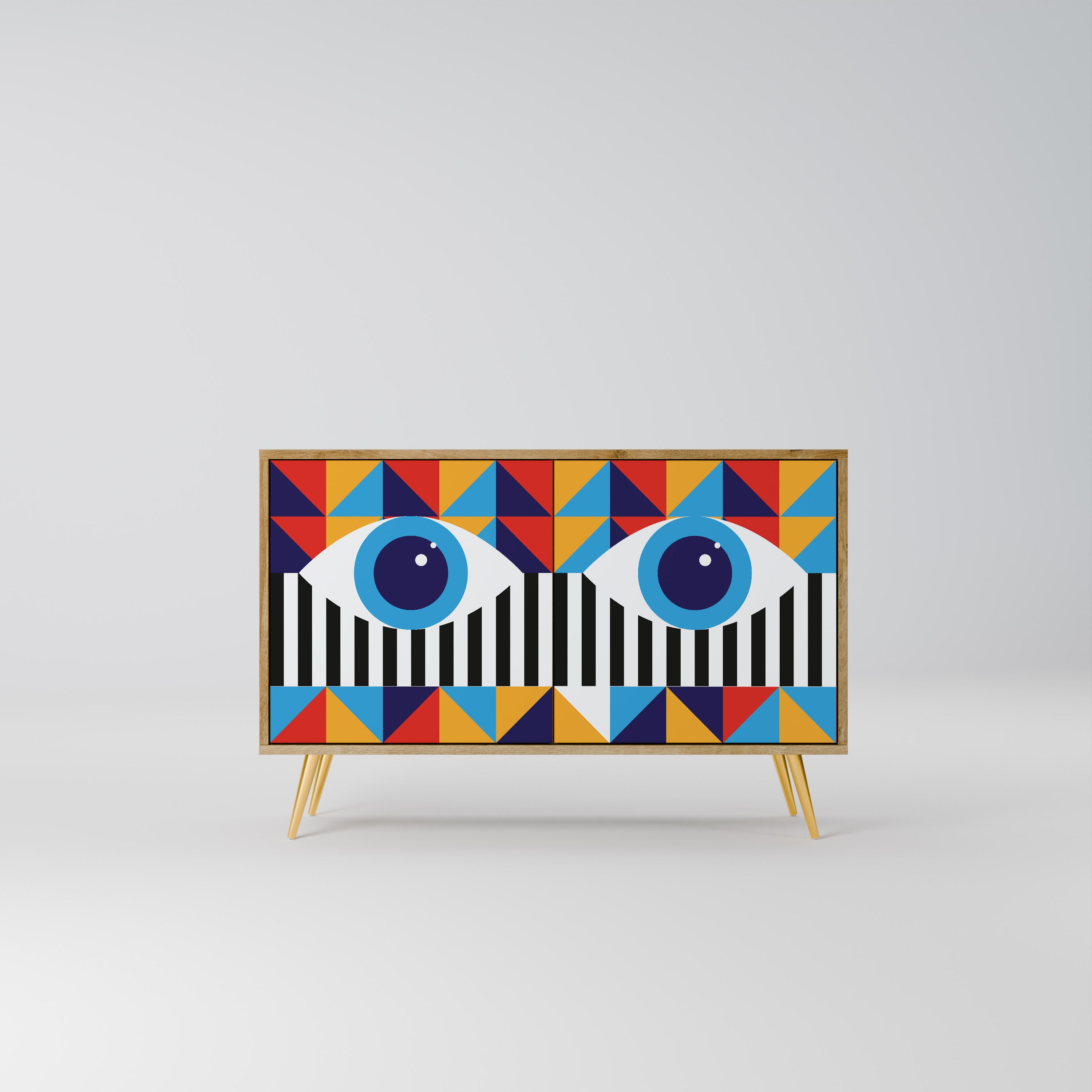 ABSTRACCIÓN Y GEOMETRÍA Aparador de 2 puertas efecto roble