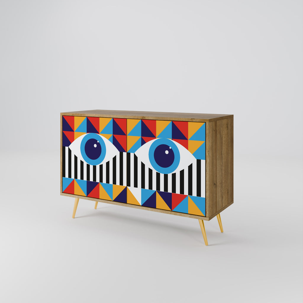 ABSTRACCIÓN Y GEOMETRÍA Aparador de 2 puertas efecto roble