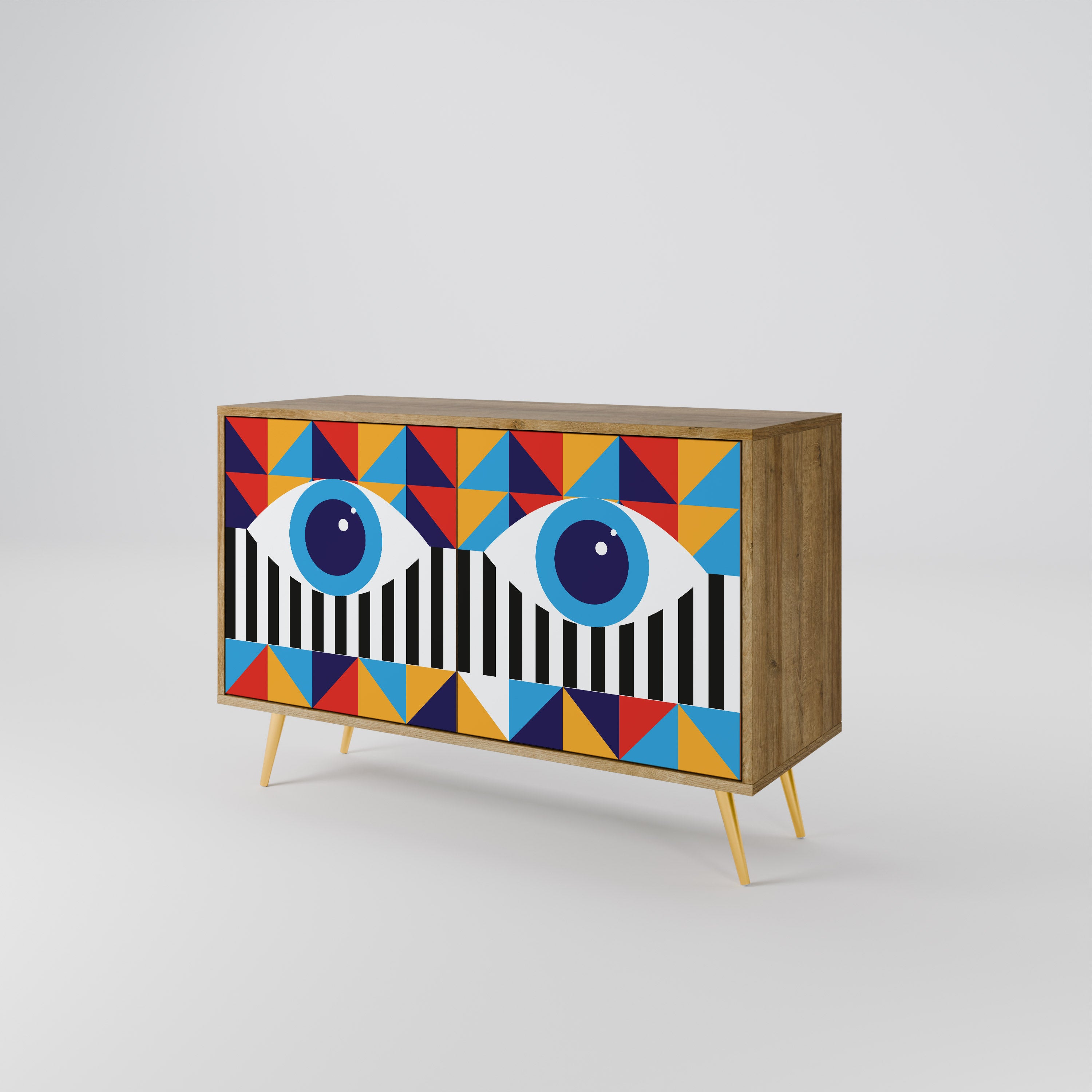 ABSTRACCIÓN Y GEOMETRÍA Aparador de 2 puertas efecto roble