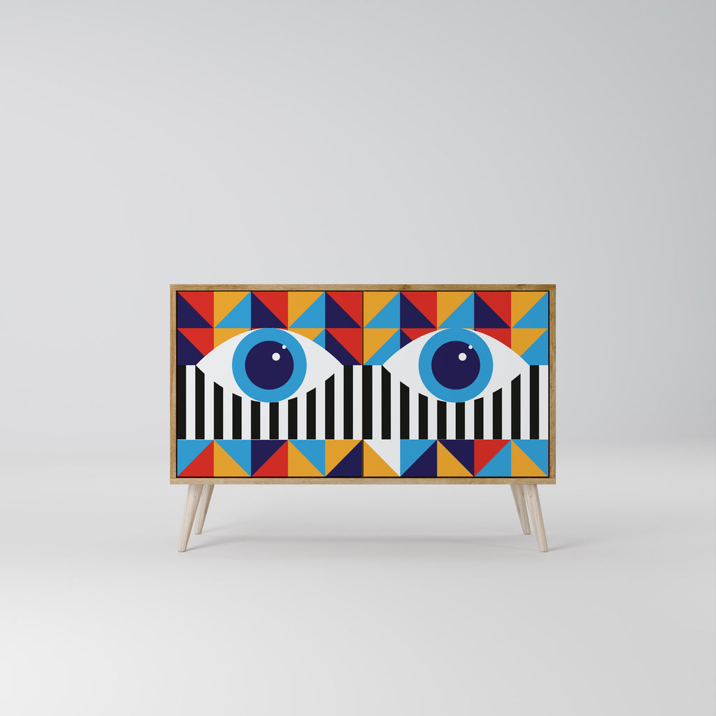 ABSTRACCIÓN Y GEOMETRÍA Aparador de 2 puertas efecto roble