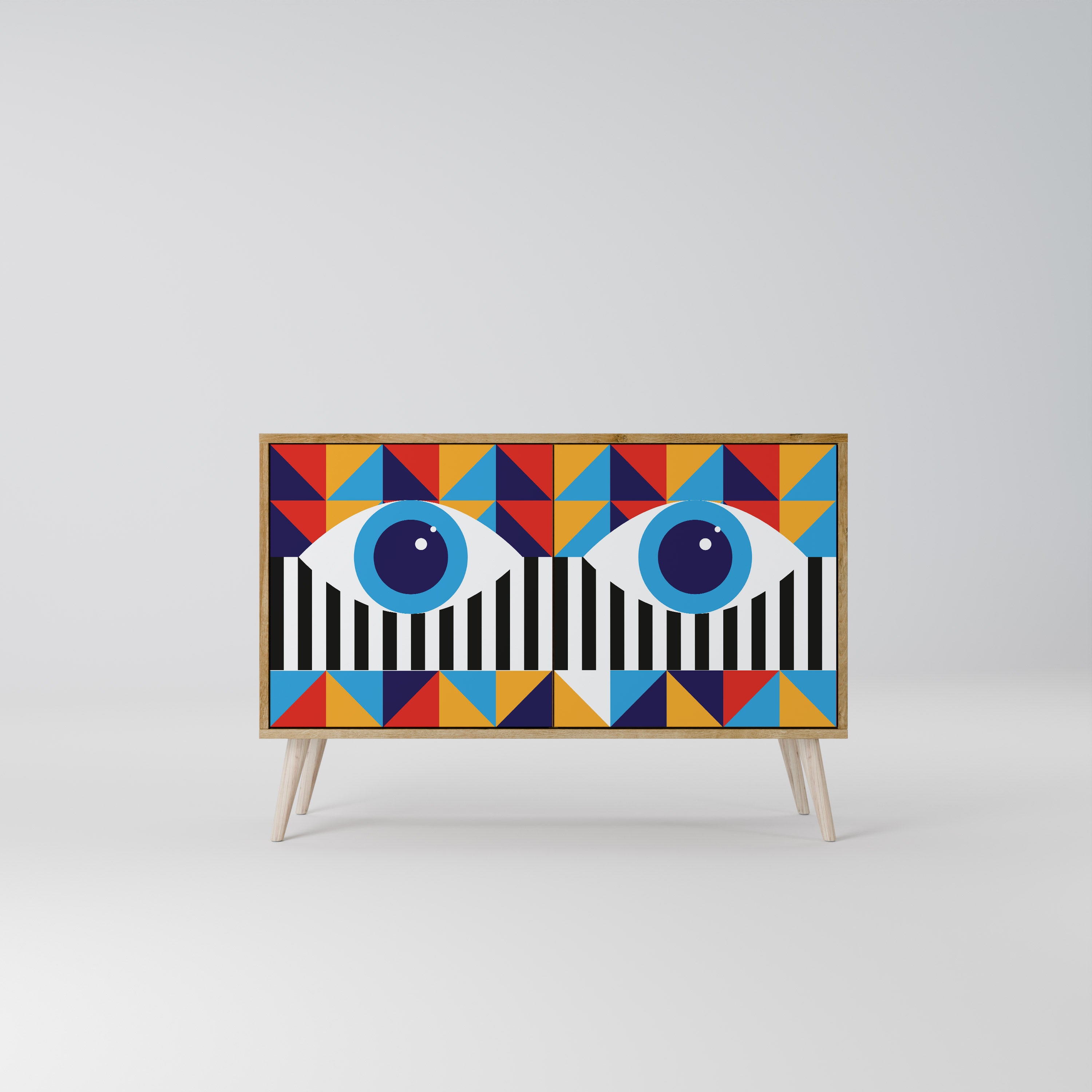 ABSTRACCIÓN Y GEOMETRÍA Aparador de 2 puertas efecto roble