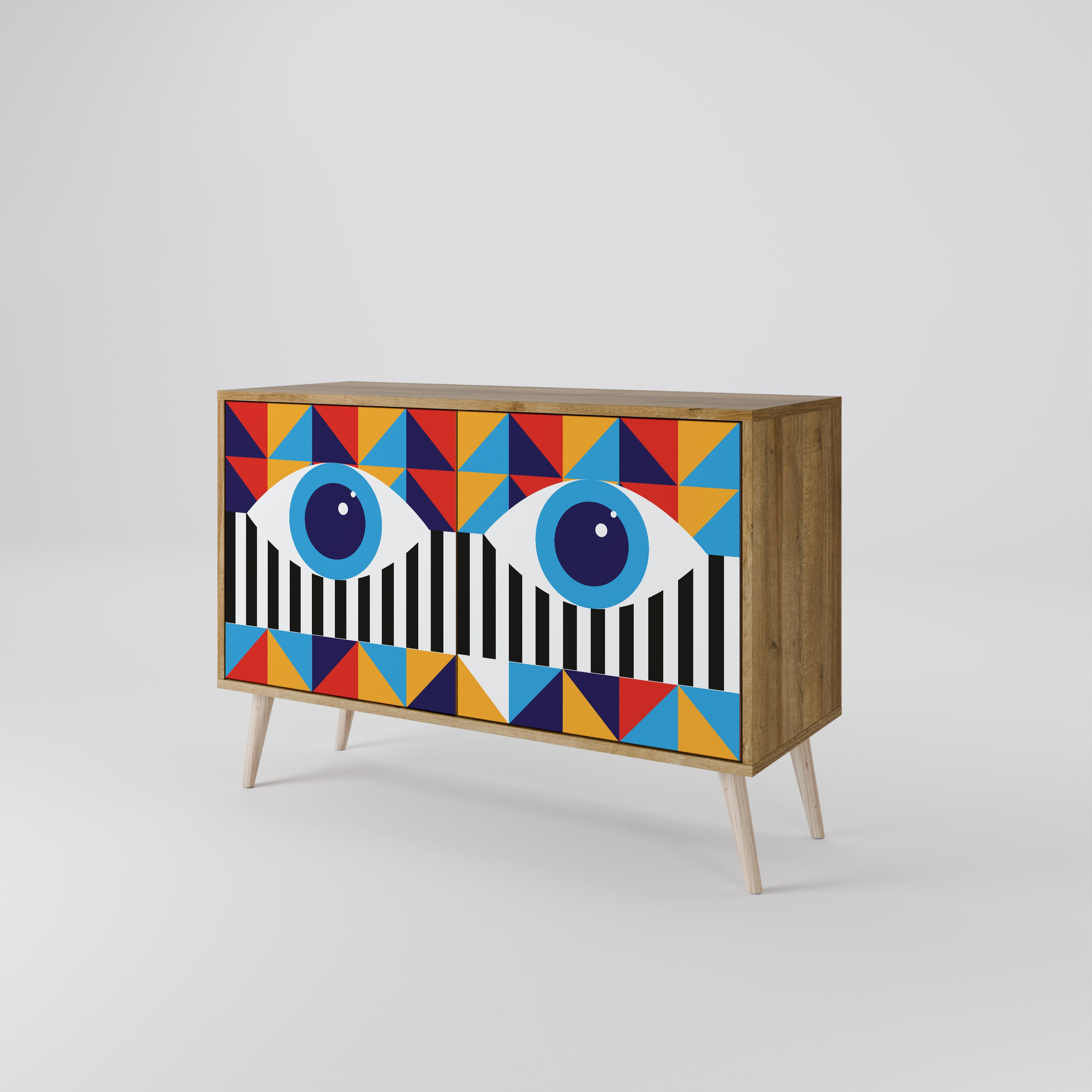 ABSTRACCIÓN Y GEOMETRÍA Aparador de 2 puertas efecto roble