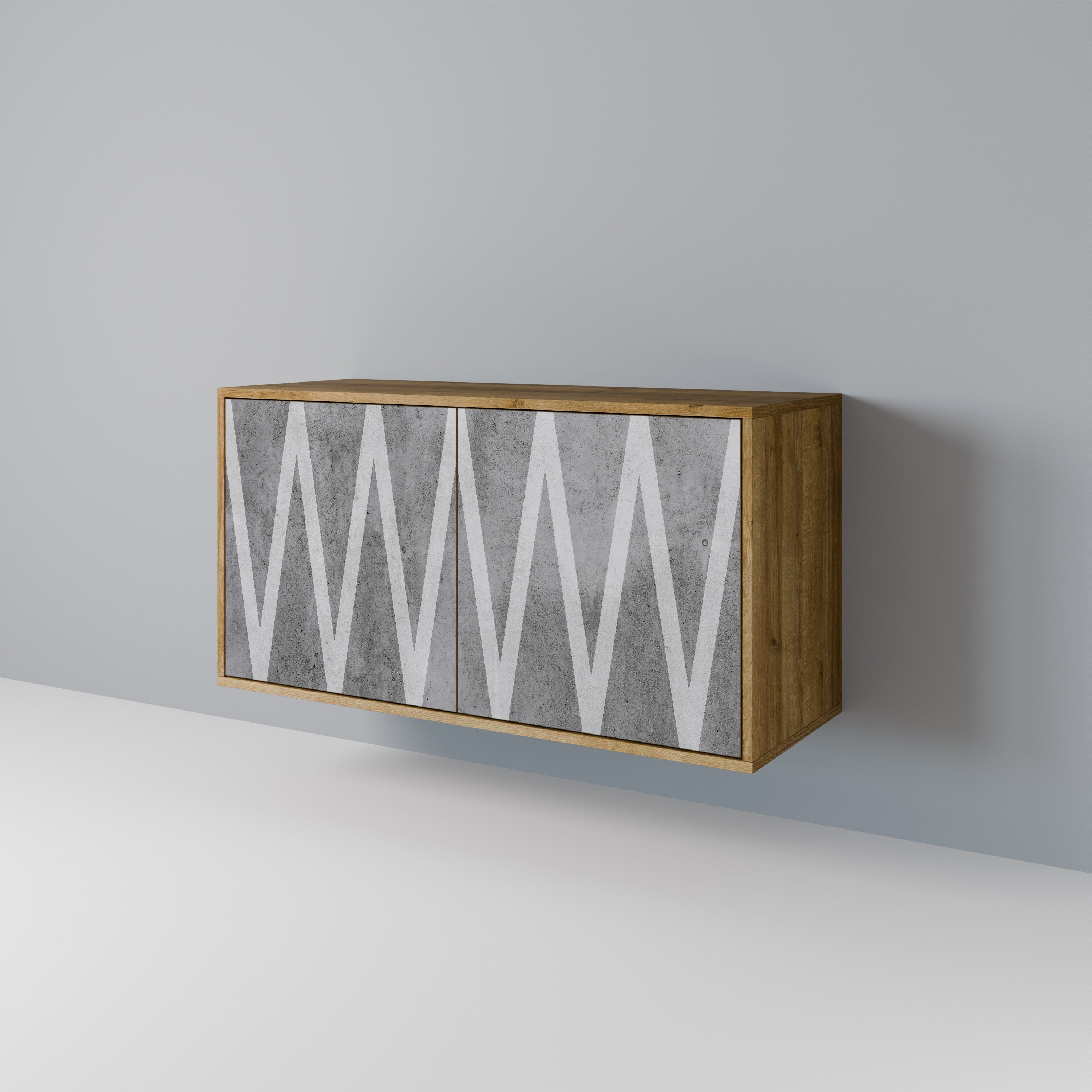 SOLID ZIG ZAG 2-Door Sideboard in Oak Effect
