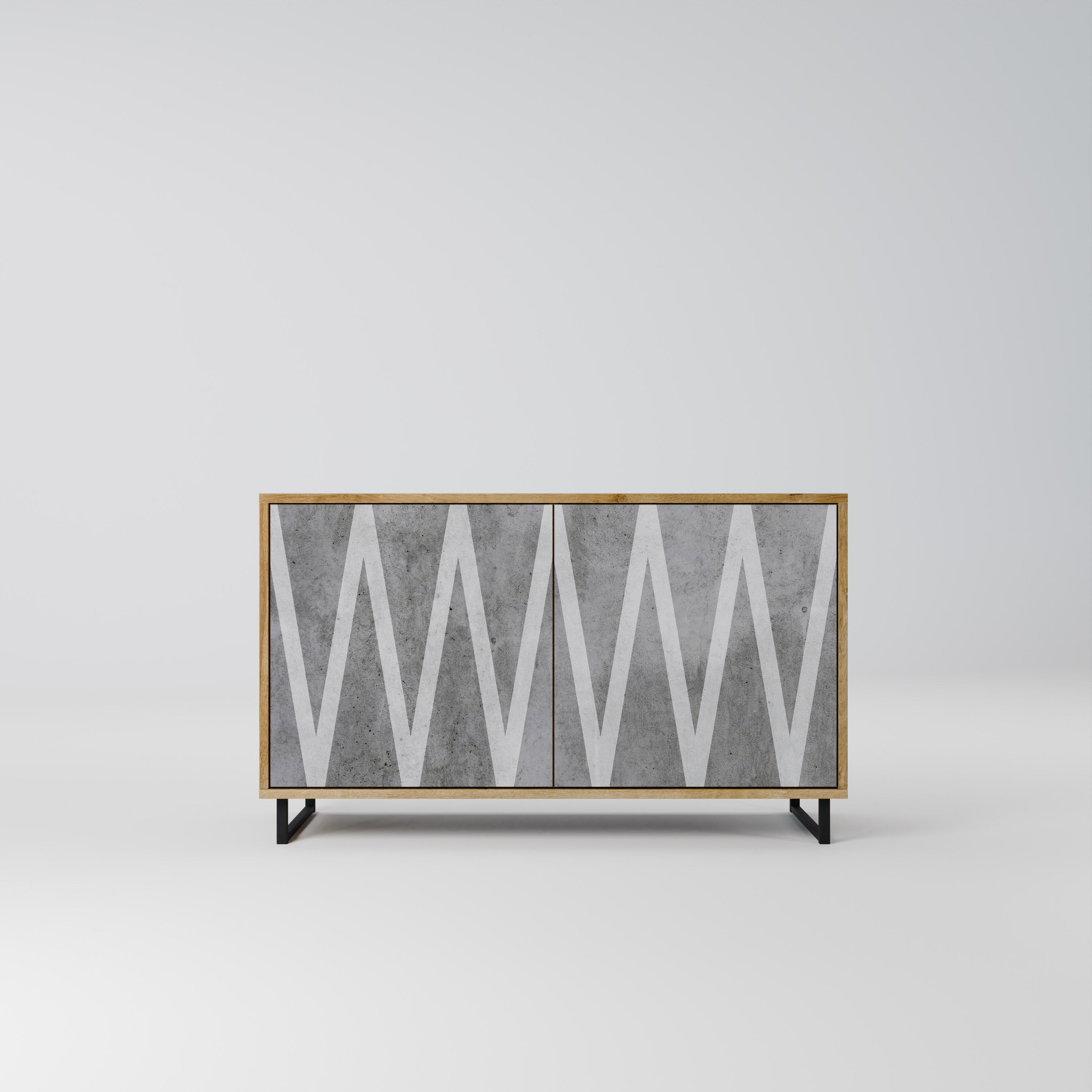 SOLID ZIG ZAG 2-Door Sideboard in Oak Effect