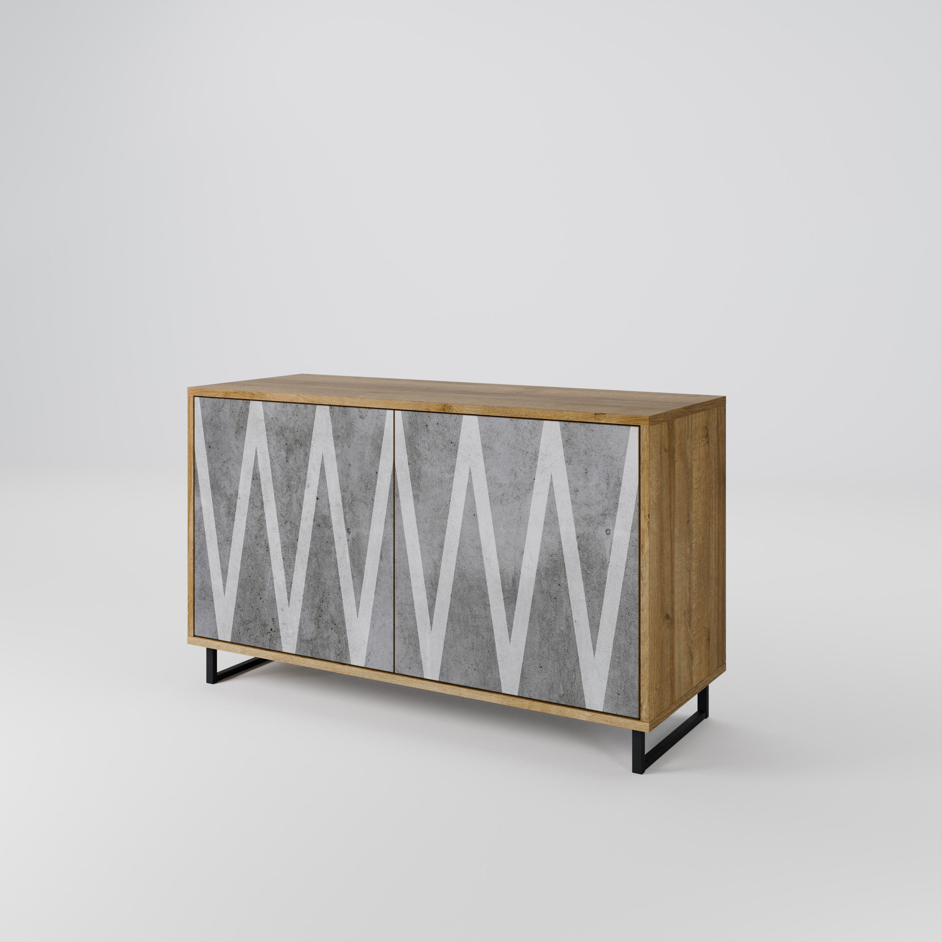 SOLID ZIG ZAG 2-Door Sideboard in Oak Effect