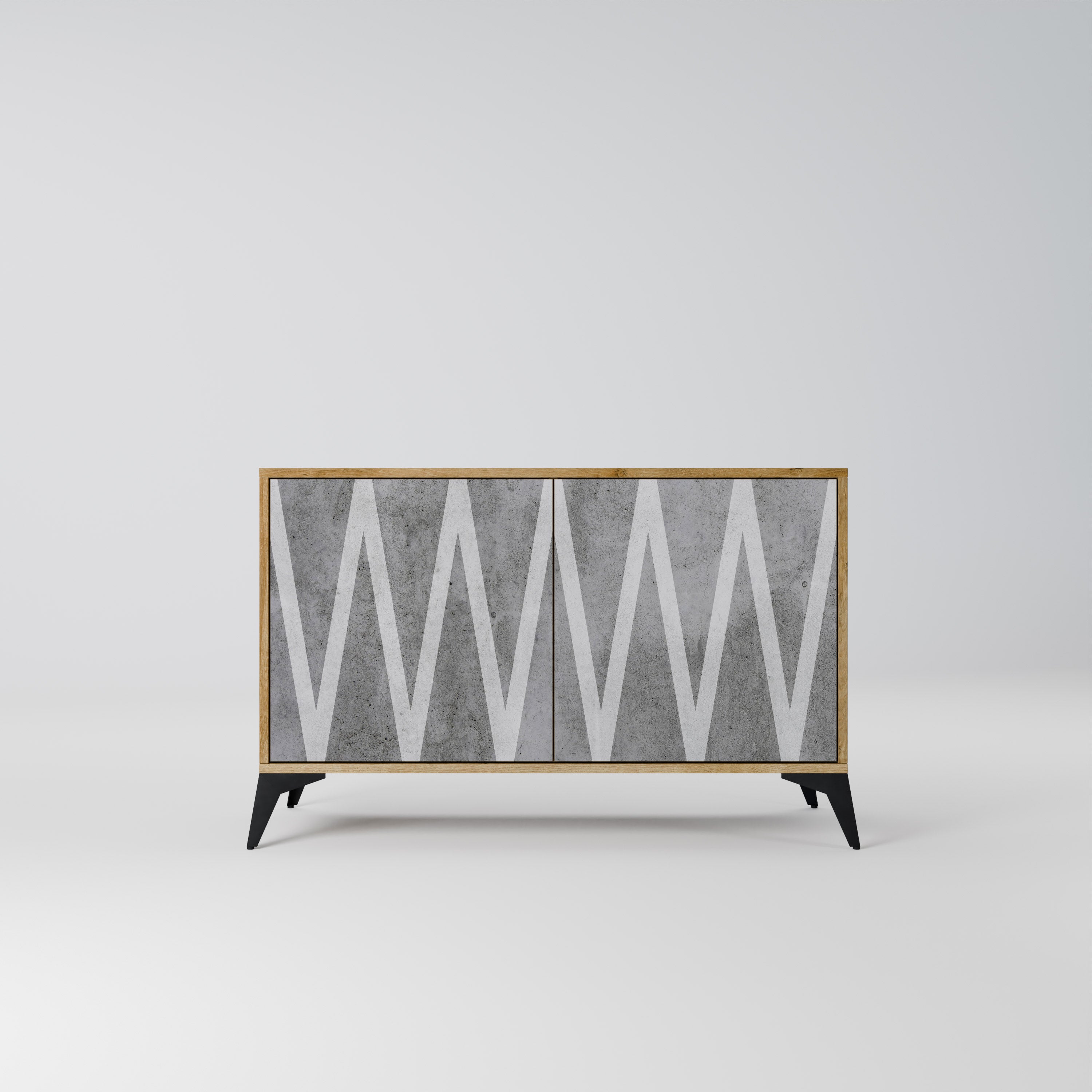 SOLID ZIG ZAG 2-Door Sideboard in Oak Effect