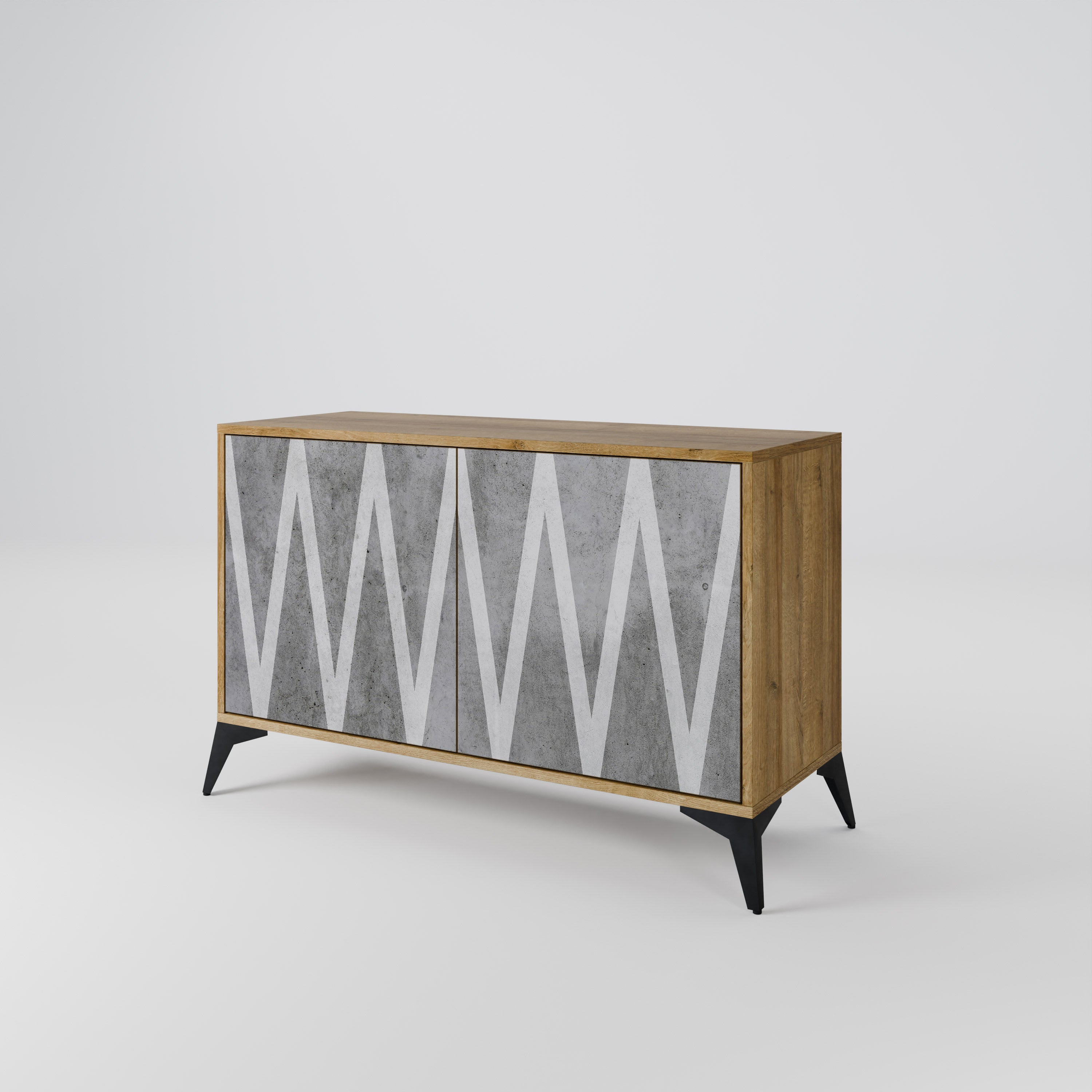 SOLID ZIG ZAG 2-Door Sideboard in Oak Effect