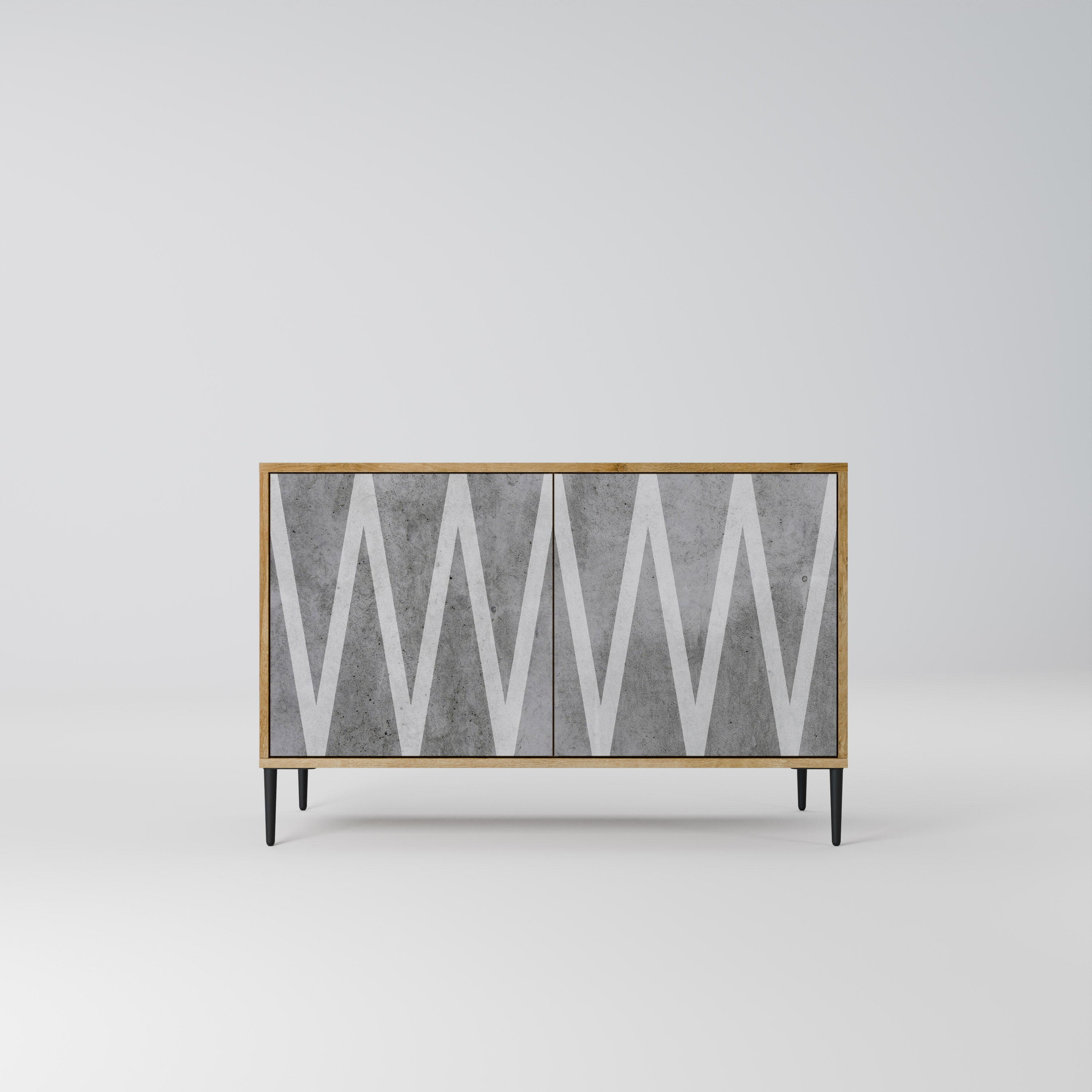SOLID ZIG ZAG 2-Door Sideboard in Oak Effect