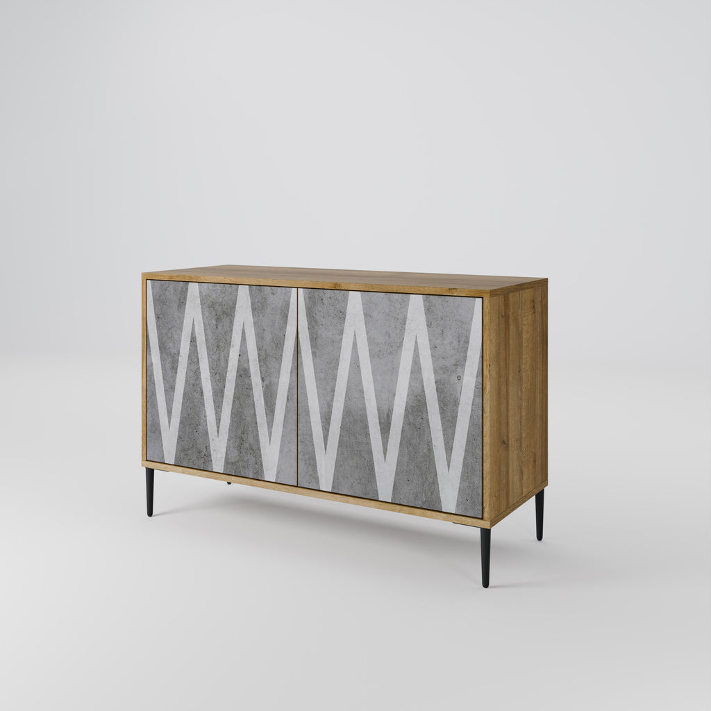 SOLID ZIG ZAG 2-Door Sideboard in Oak Effect
