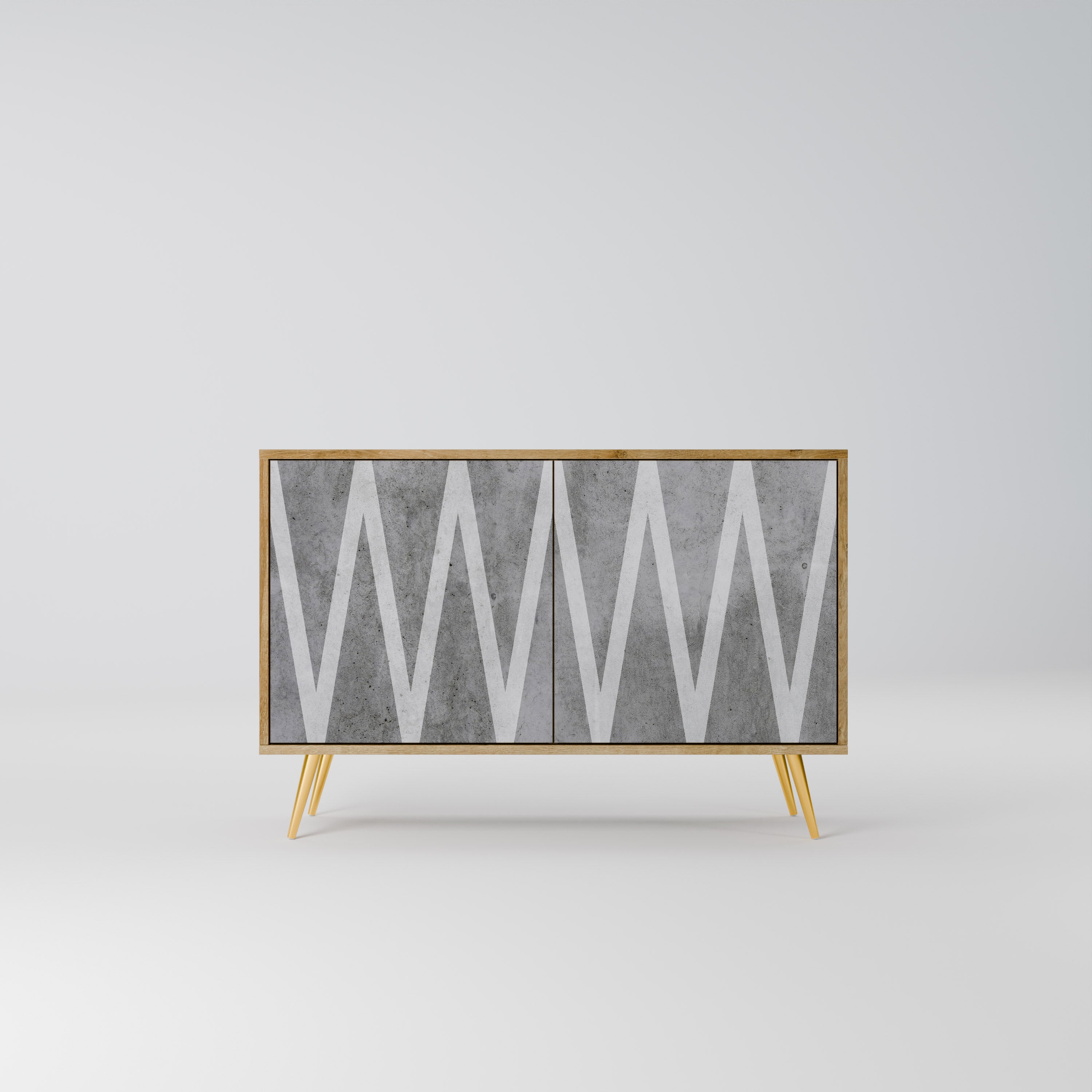 SOLID ZIG ZAG 2-Door Sideboard in Oak Effect