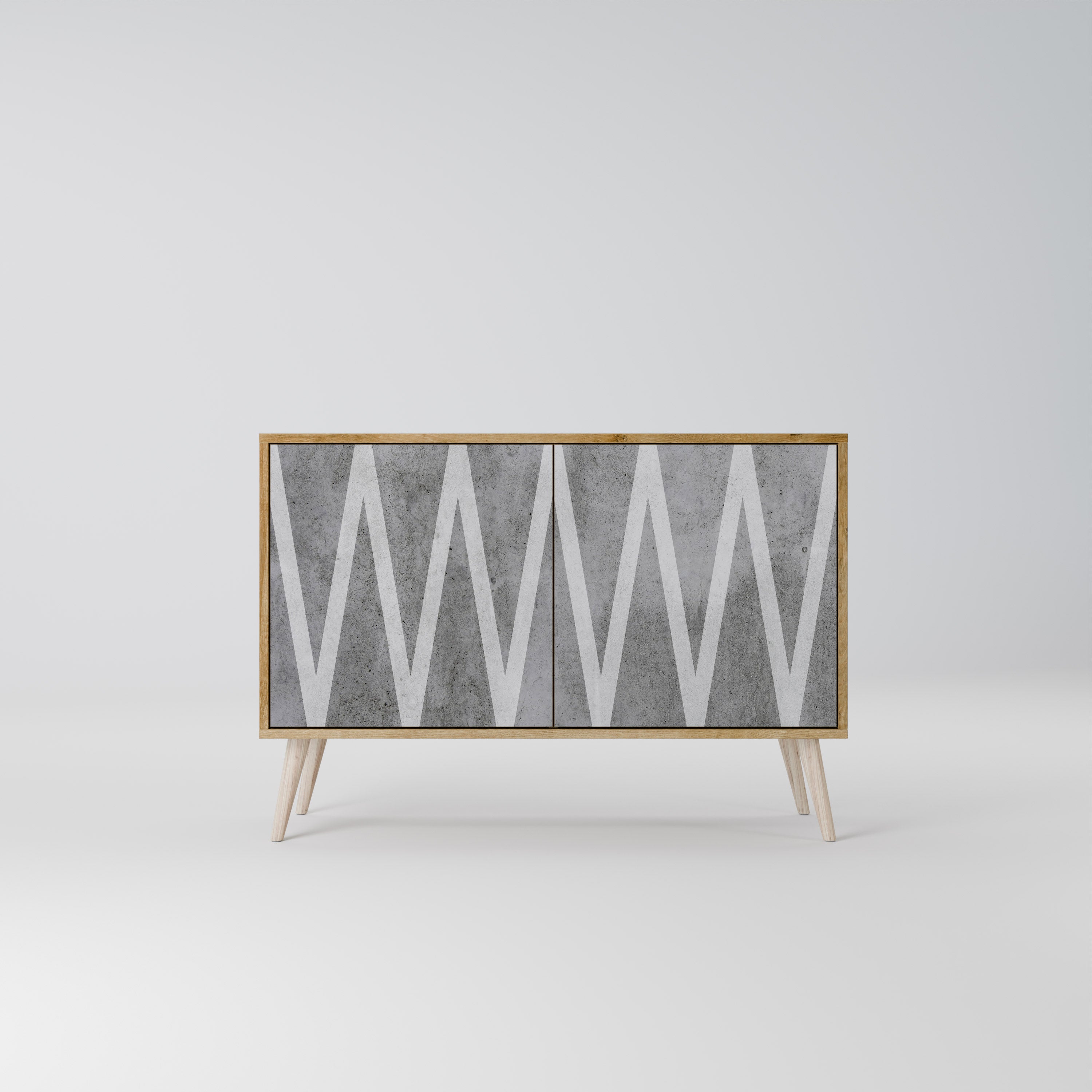 SOLID ZIG ZAG 2-Door Sideboard in Oak Effect