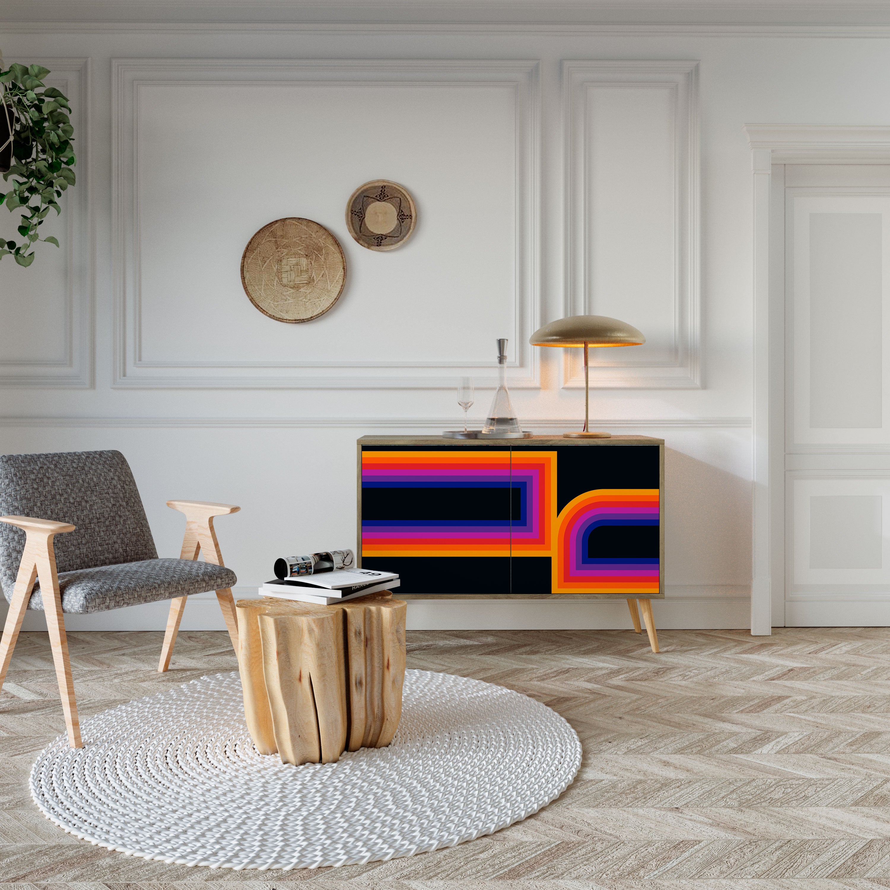 BLINDED BY THE LIGHTS 2-Door Sideboard in Oak Effect