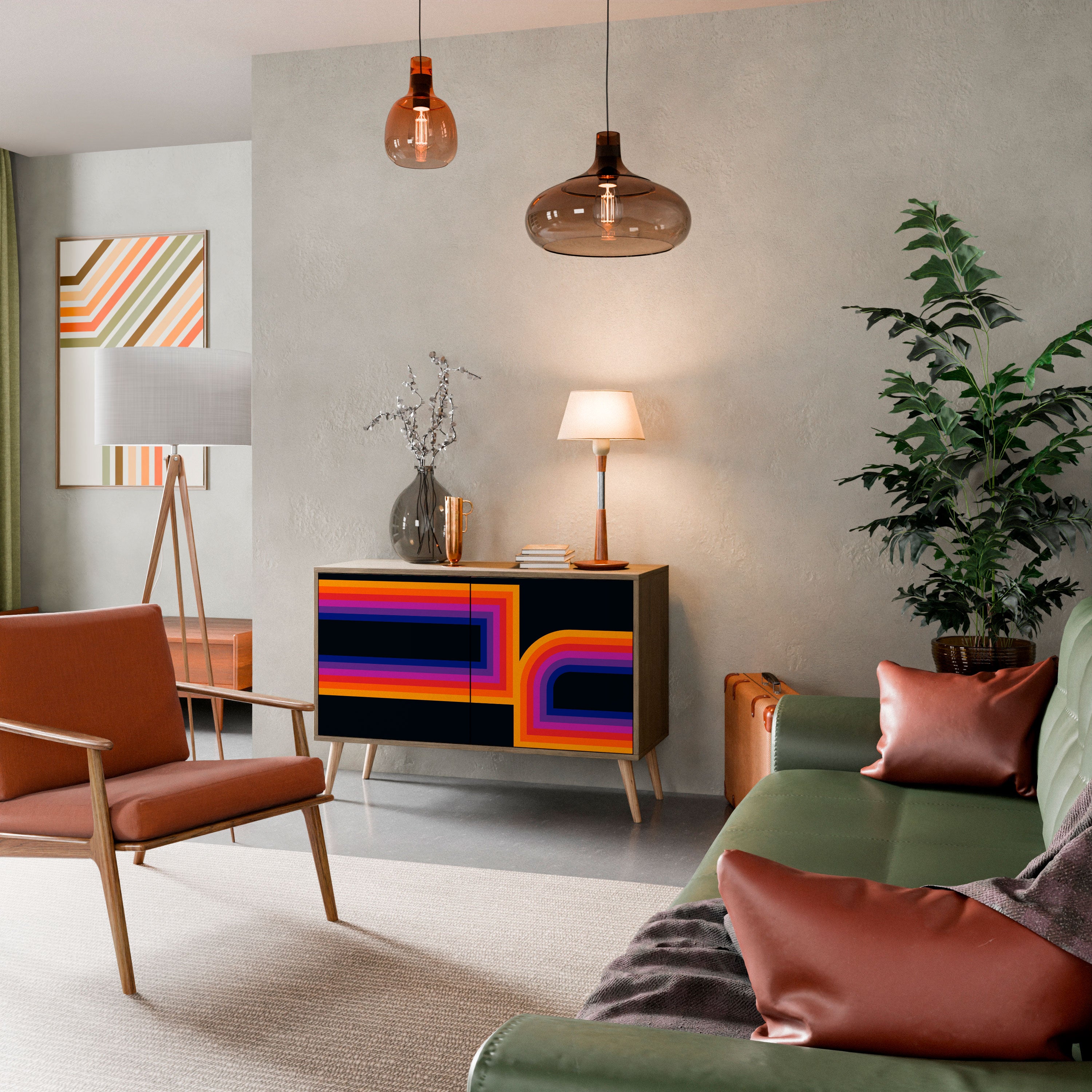 BLINDED BY THE LIGHTS 2-Door Sideboard in Oak Effect