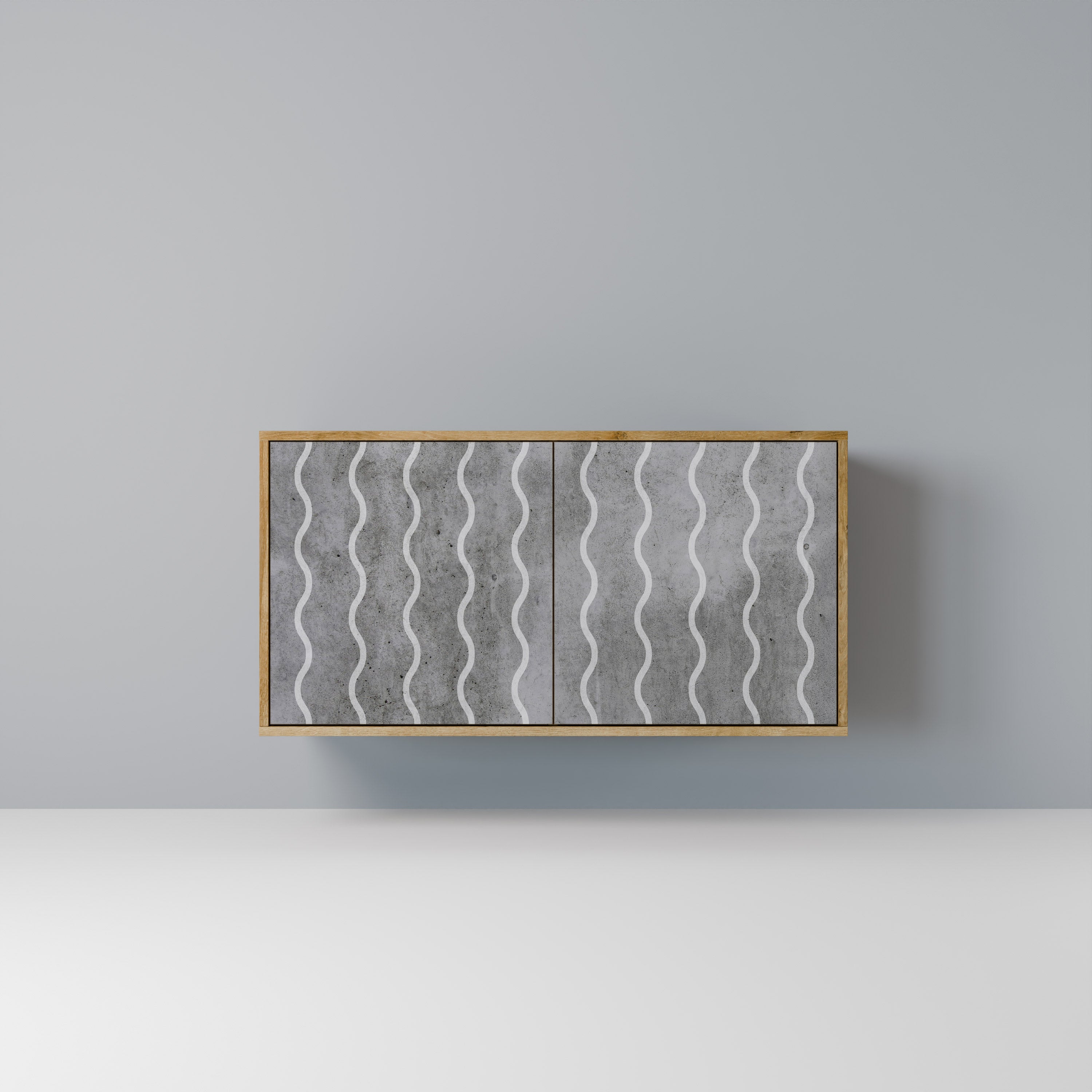 WAVES OF CONCRETE 2-Door Sideboard in Oak Effect