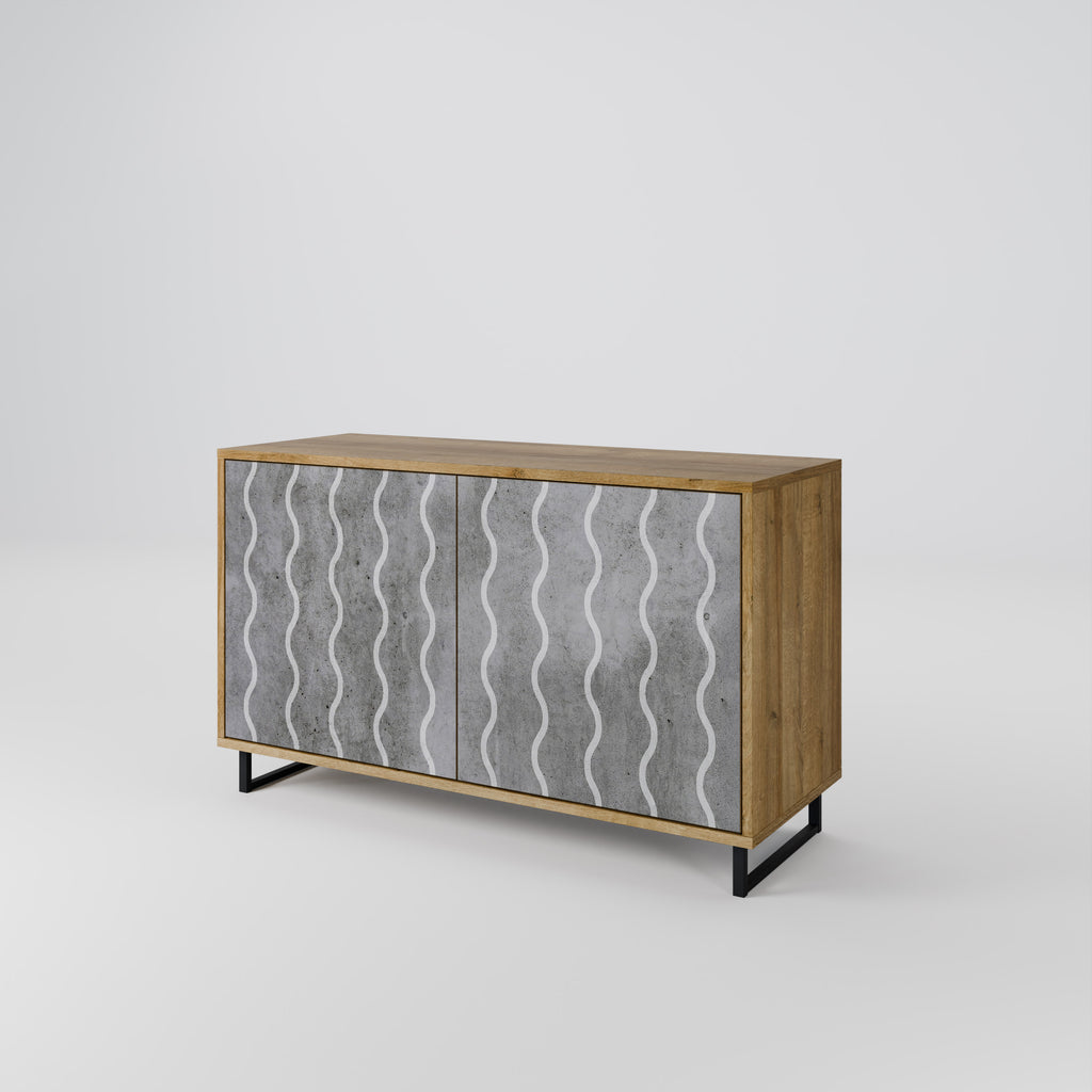 WAVES OF CONCRETE 2-Door Sideboard in Oak Effect